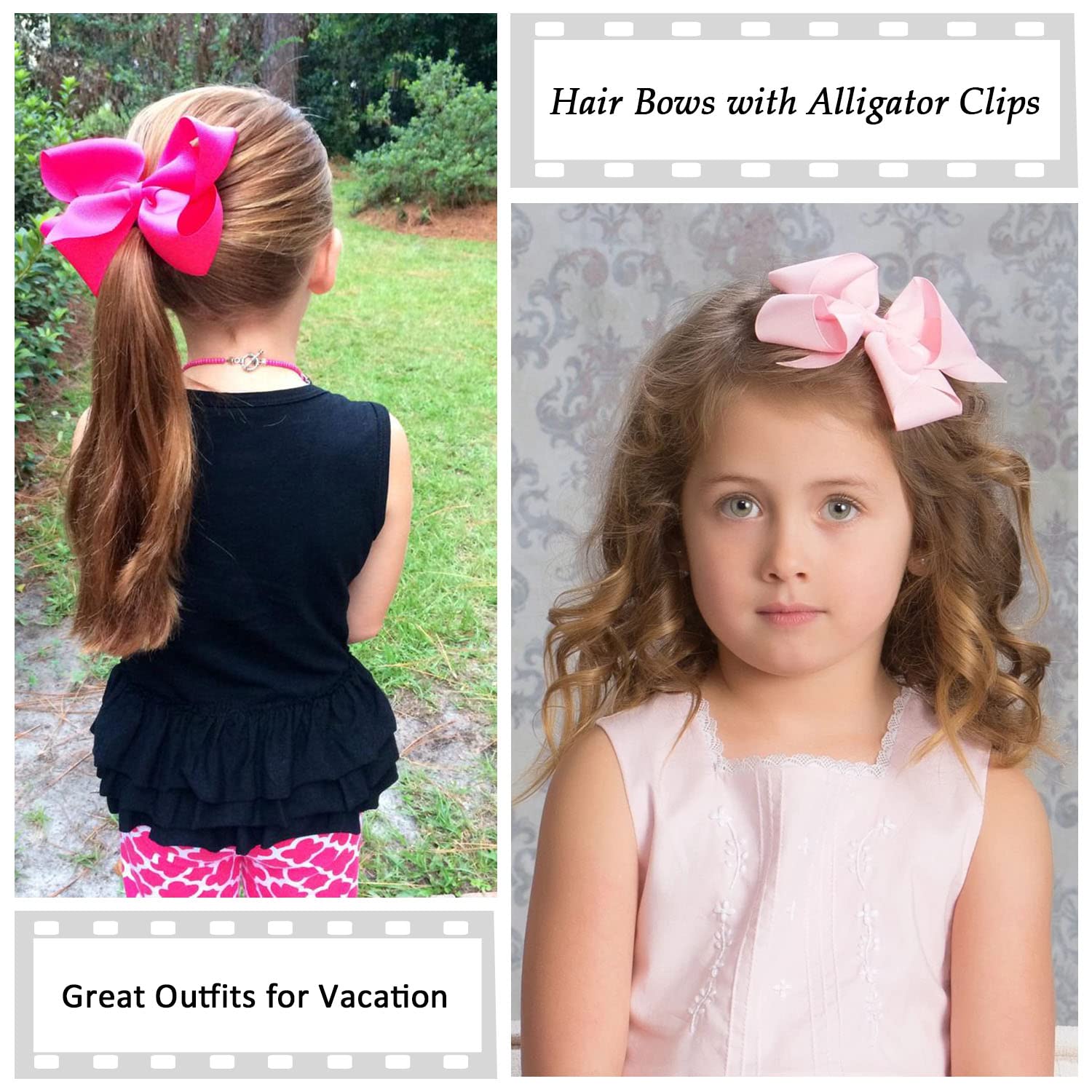 6-Piece Red Hair Bows Set for Girls & Toddlers - 6 Inch, 4 Inch, 3 Inch Sizes (2 Each) - Perfect for Parties, Holidays, and Everyday Wear