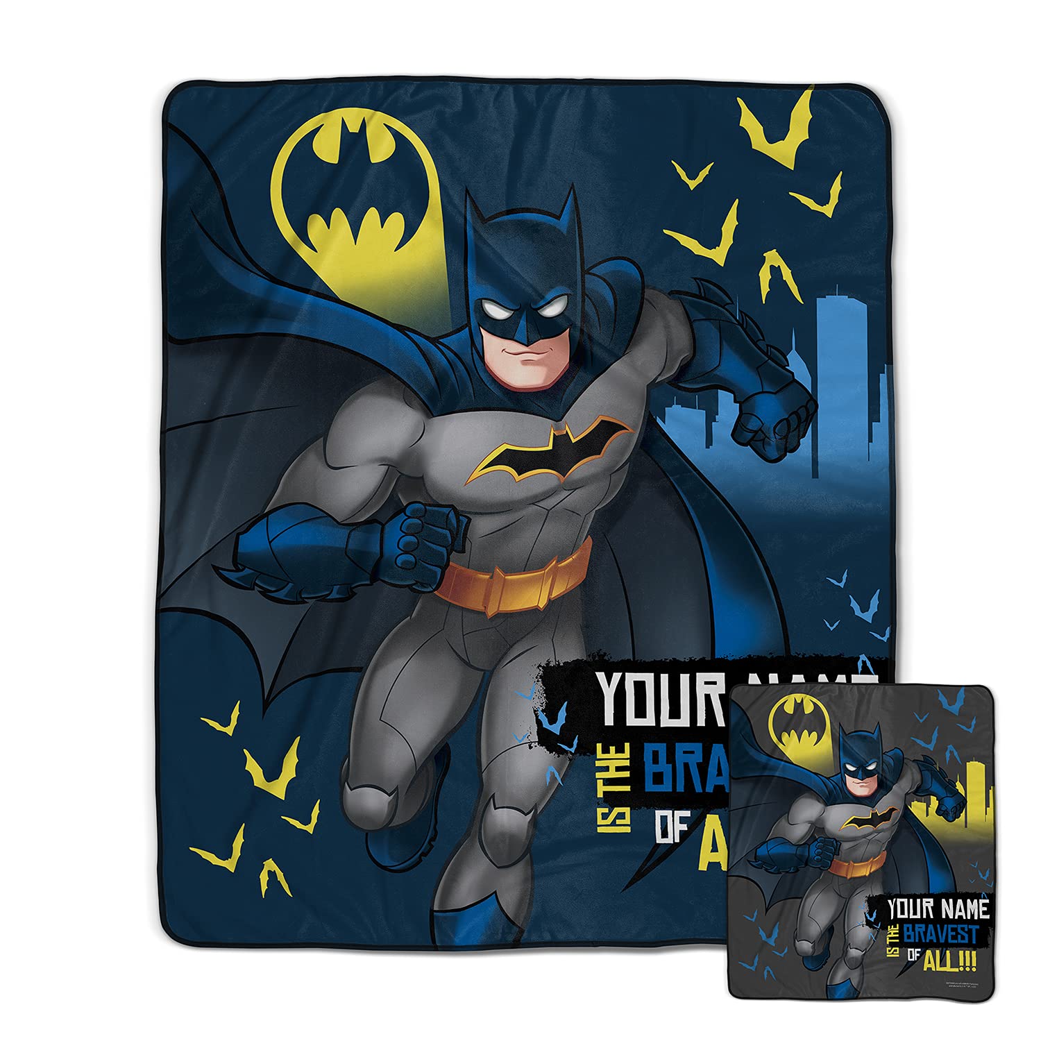 Batman The Bravest Pixel Fleece Blanket - Soft & Cozy Customized Superhero Blanket for Adults & Kids | Perfect for Movie Nights, Gaming, and Bedroom Decor
