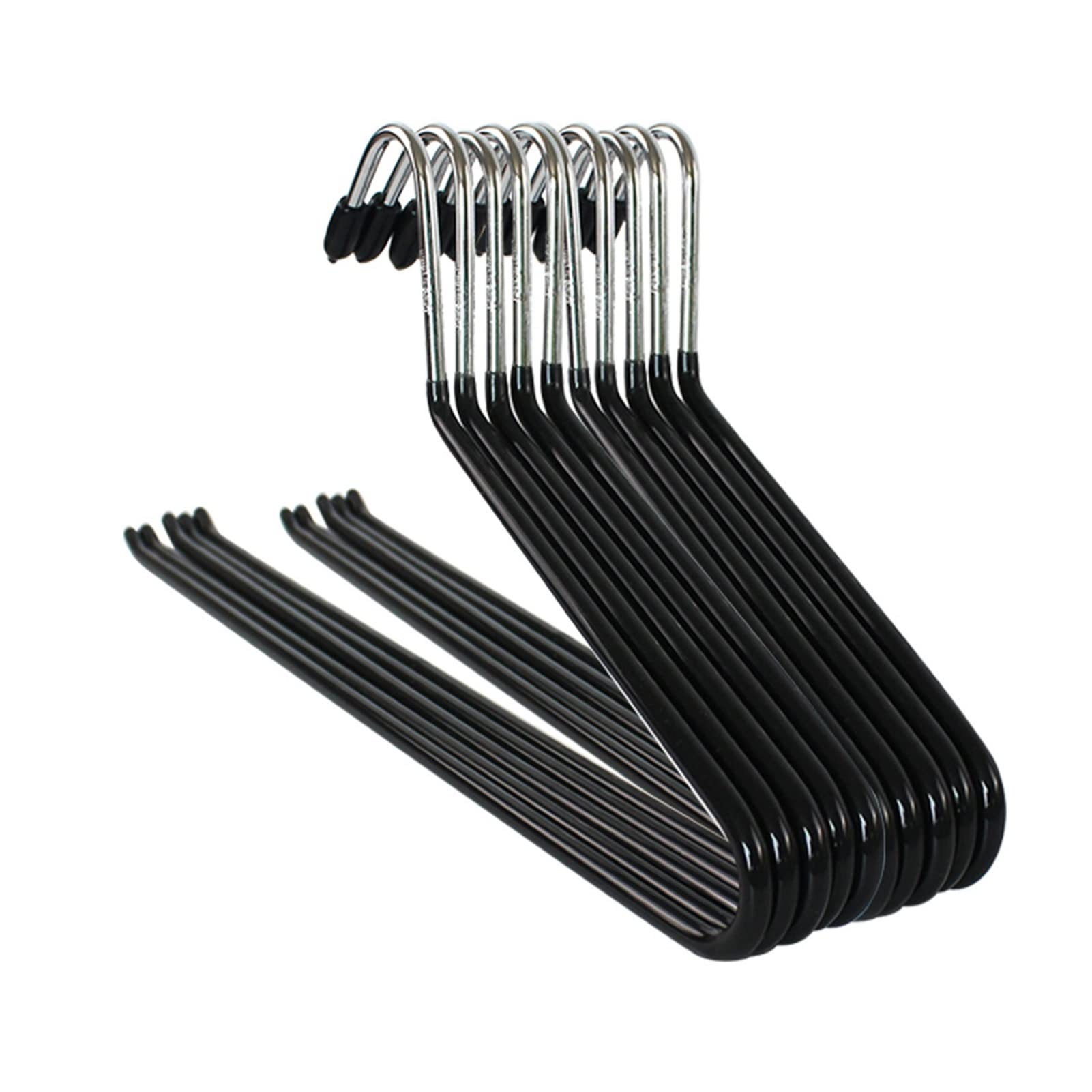 Non-Slip Metal Open-End Pant Hangers - 10 Pack Black Trouser Closet Organizers for Home & Office Wardrobe Storage - Perfect for Slacks, Jeans, and Pants Organization