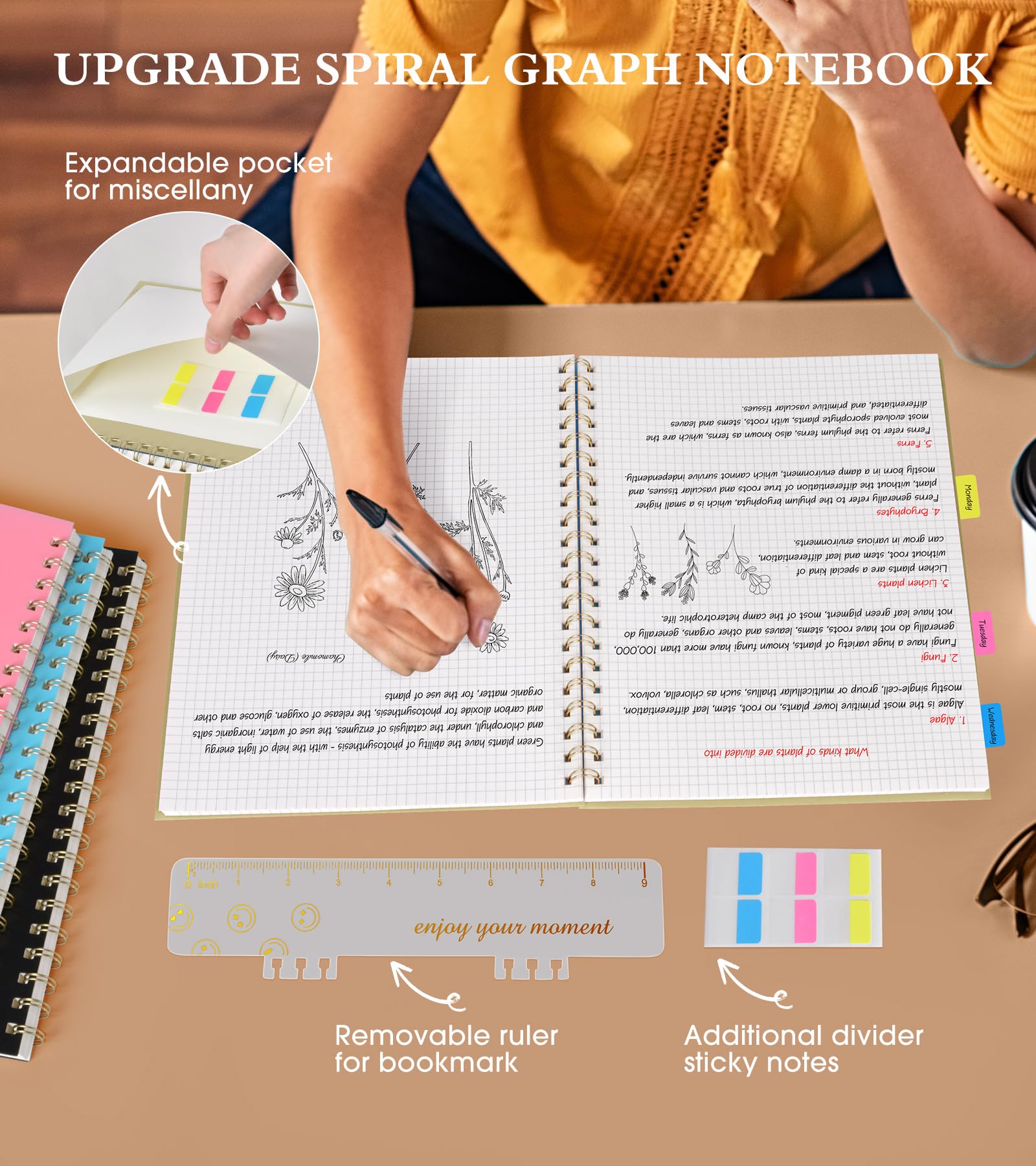 Premium Spiral Graph Paper Notebook - 8.5