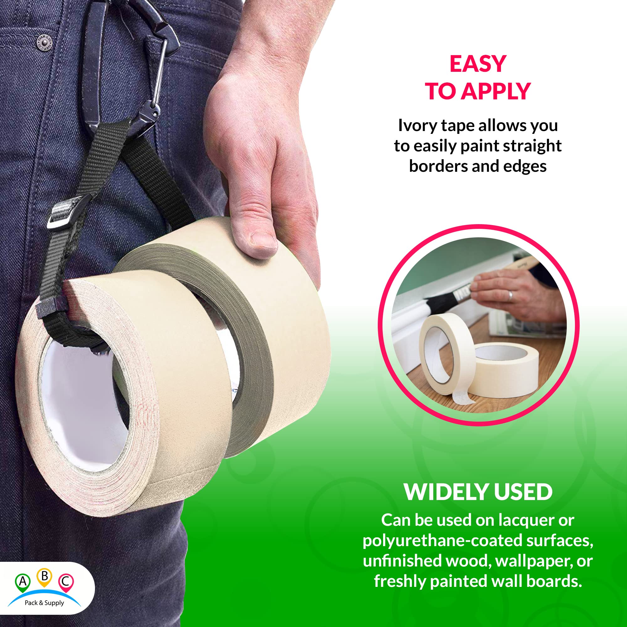 ABC Heavy Duty Packing Tape 3 Inches x 60 Yards - 16 Rolls Ivory Wide Painters Tape for Walls & Packaging | 5 Mil Thick Shipping Tape for Mailing Boxes, Cartons & Moving Supplies | Perfect for Home Moving, Office Shipping & DIY Projects