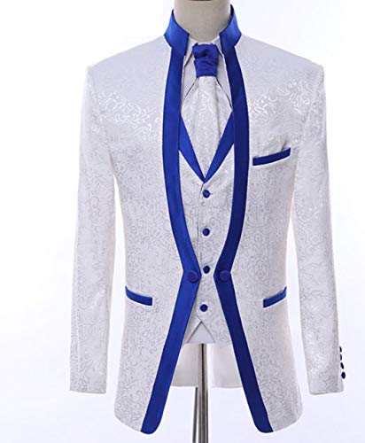 Premium Slim Fit Paisley Floral Tuxedo Suit for Men - 4 Piece Wedding Groom Prom Suit Set | Formal Occasions, Special Events & Evening Parties