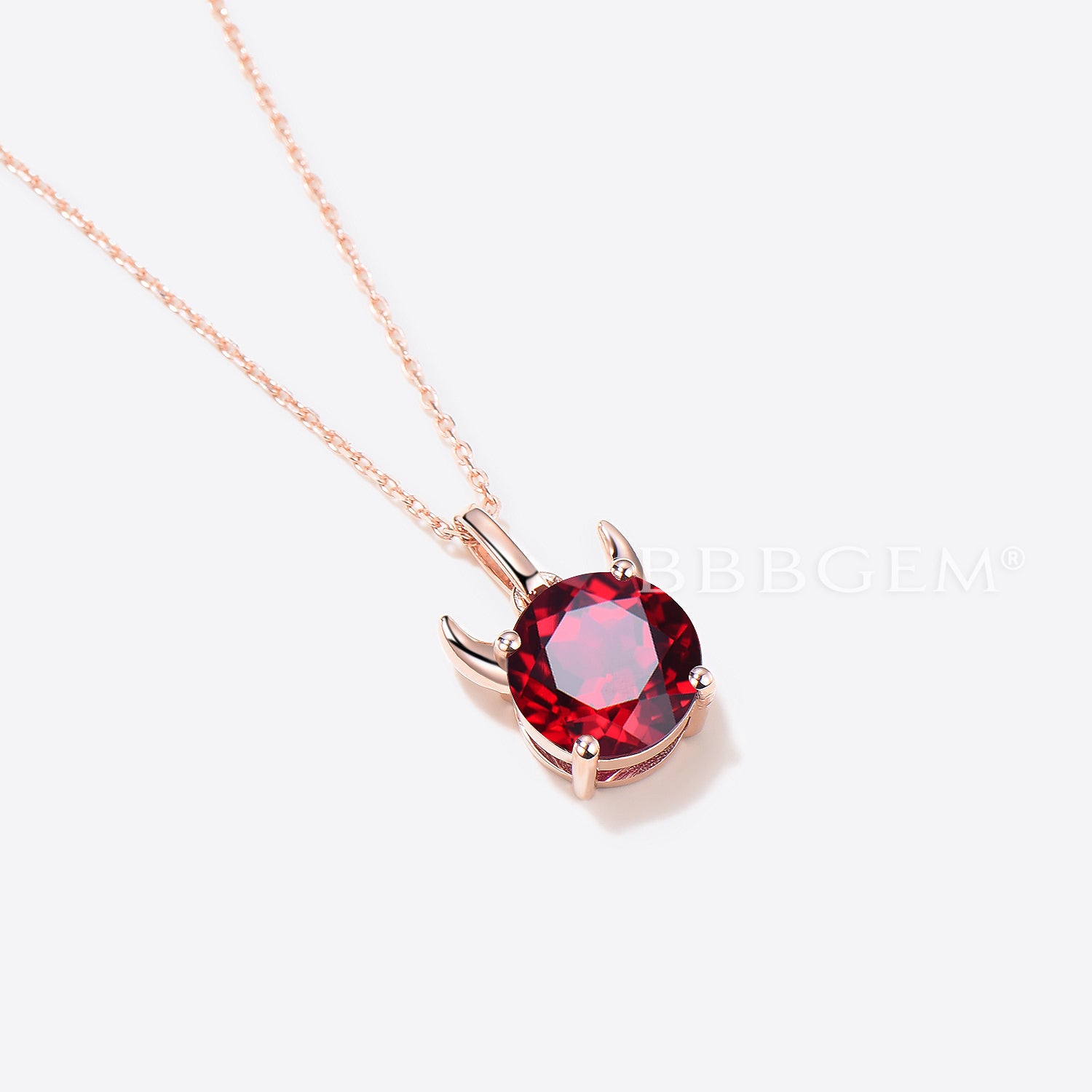 Round Cut Ruby Devil Solitaire Pendant Necklace in Rose Gold - Minimalist Elegance for Women | Perfect for Valentine's Day, Anniversary Gifts & Special Occasions