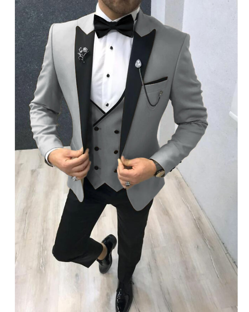 Beige 3-Piece Men's Wedding Tuxedo with Peak Lapel - Formal Prom Dinner Suit CB0603 | Perfect for Weddings, Proms, Black Tie Events & Special Occasions
