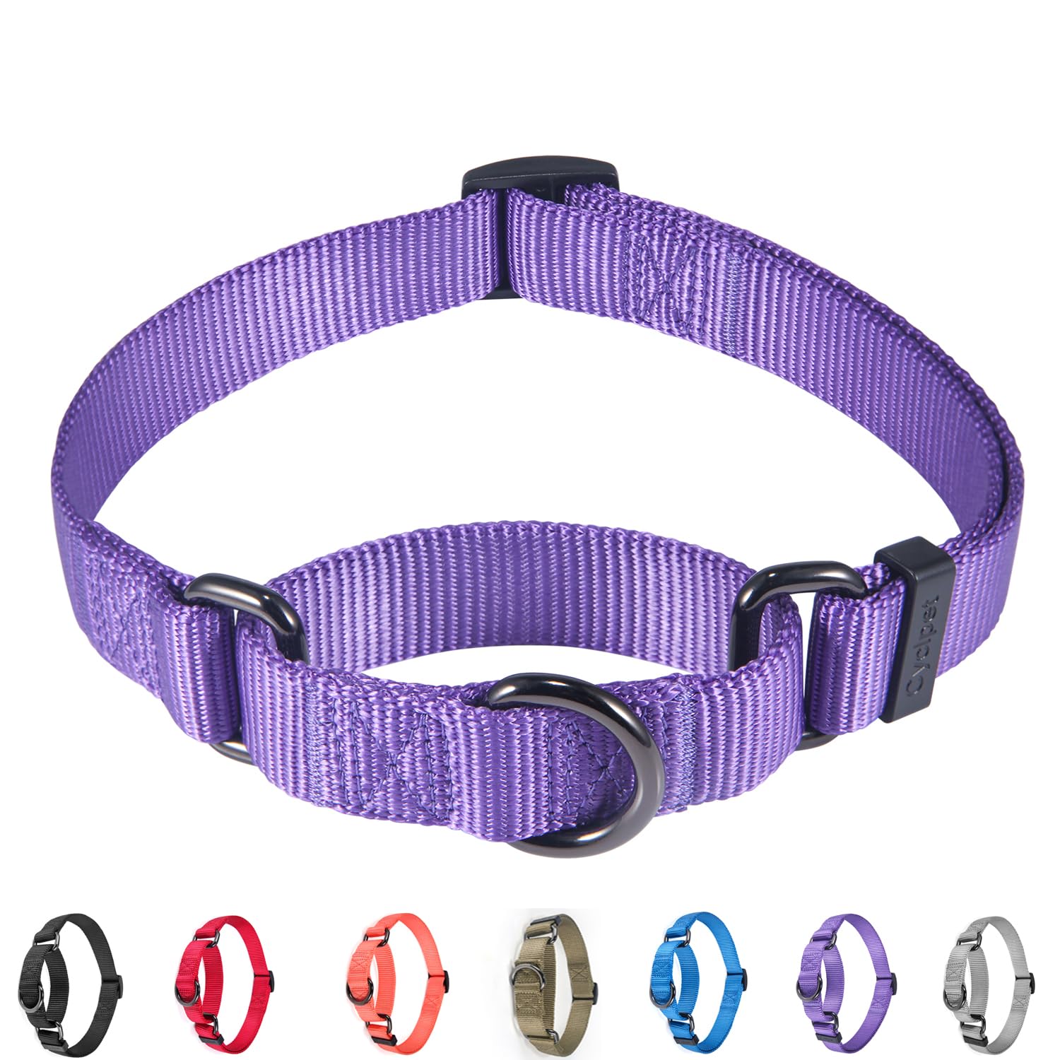 Premium Nylon Adjustable Anti-Escape Martingale Dog Collar - Soft & Durable Training Collar with Heavy Duty D-Ring for Large Active Dogs - Perfect for Walking, Hiking & Outdoor Adventures (Ultra Violet, Large)