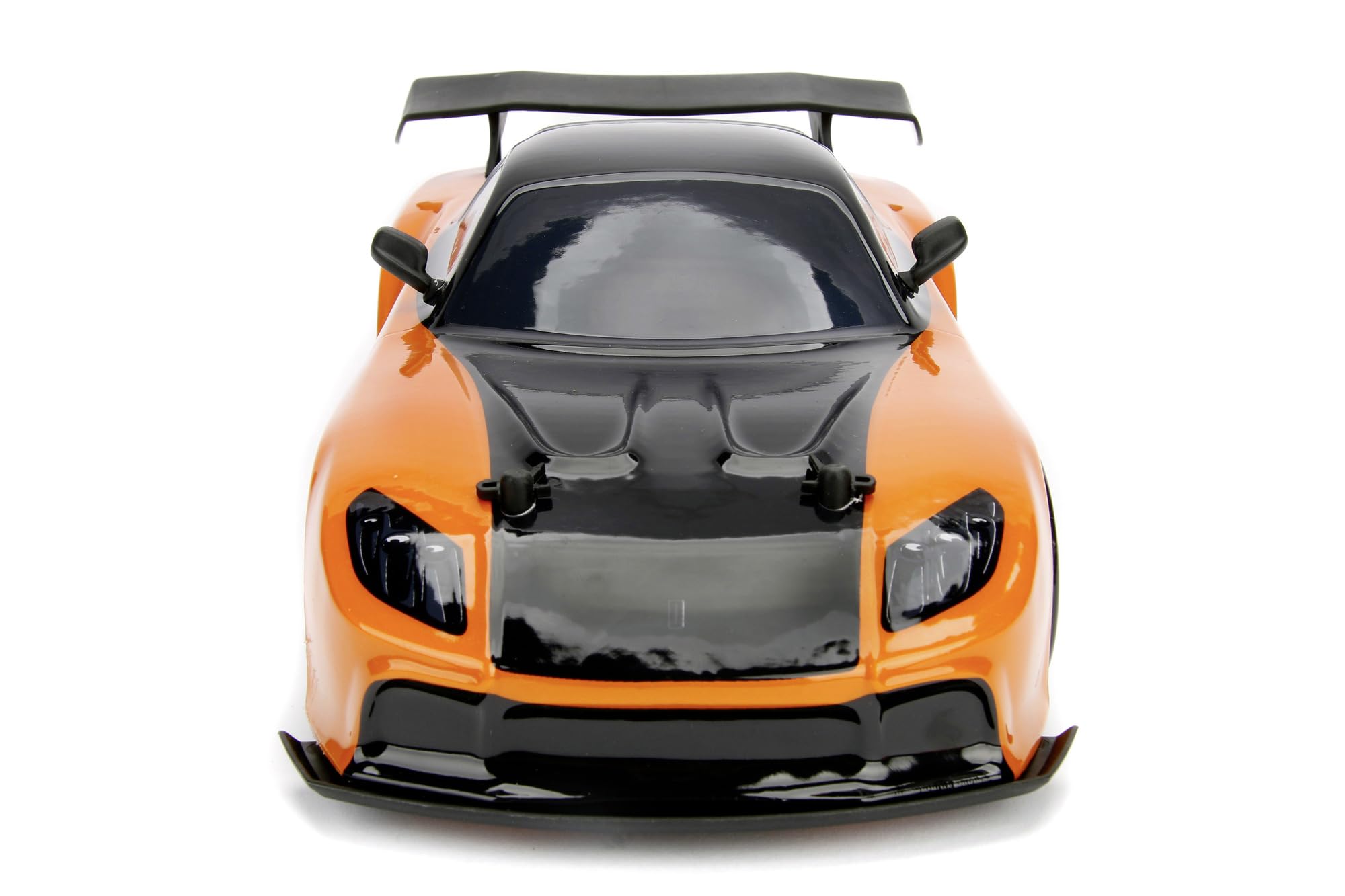 Jada Toys Fast & Furious RC Drift Car - 1:10 Scale Mazda RX-7 Remote Control Vehicle with 4WD, USB Charging, 4 Spare Tires & Batteries - Perfect for Drifting, Racing & Collectors (Orange)