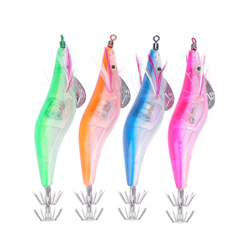 Alomejor 10cm Electric Fishing Lures - Glow in the Dark Bionic Shrimp Saltwater Squid Baits for Bass, Trout & Saltwater Fishing | Perfect for Night Fishing & Deep Sea Angling