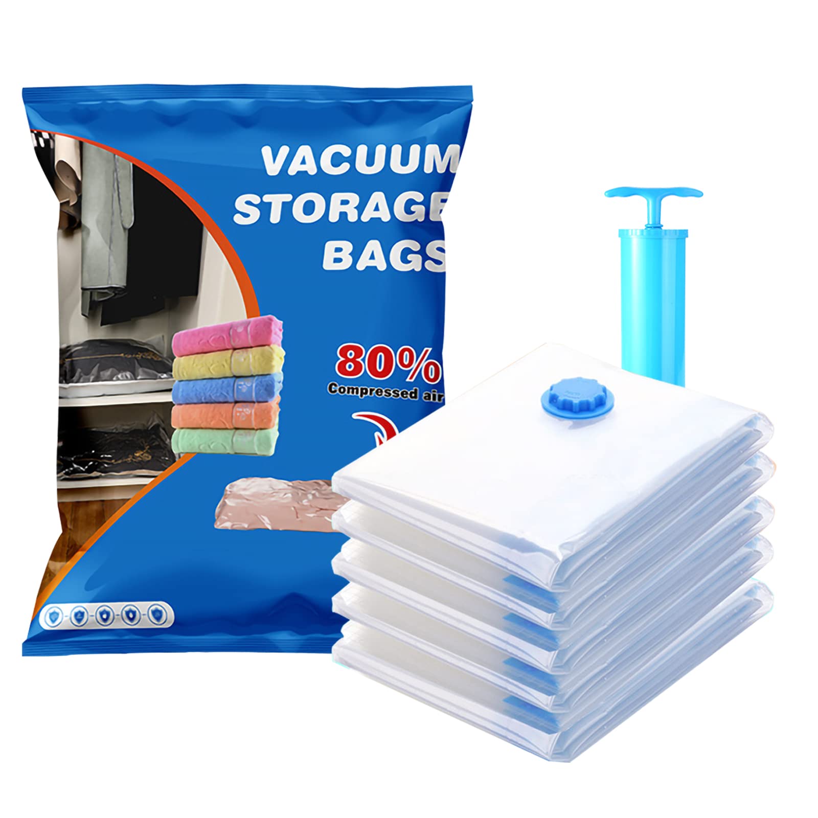 Premium Vodiver Vacuum Storage Bags - Save 80% Closet Space | 6-Pack Large Vacuum Sealer Bags for Clothes, Blankets, Bedding & Travel | Space-Saving Storage Solution for Home Organization & Packing