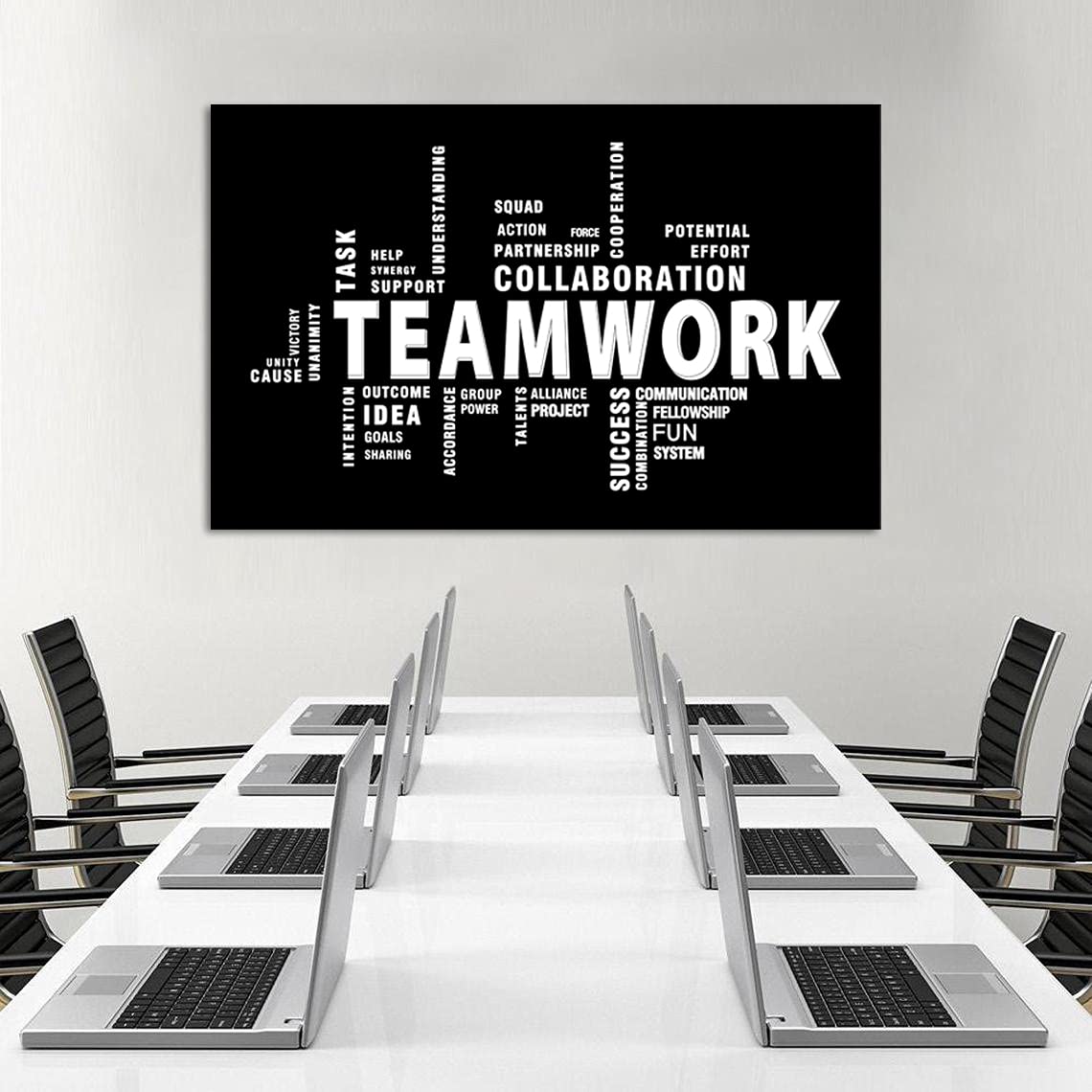 Teamwork Canvas Wall Art - Large Framed Motivational Quotes for Office & Home Decor - Inspirational Posters Ready to Hang | Perfect for Living Room, Bedroom & Workspace