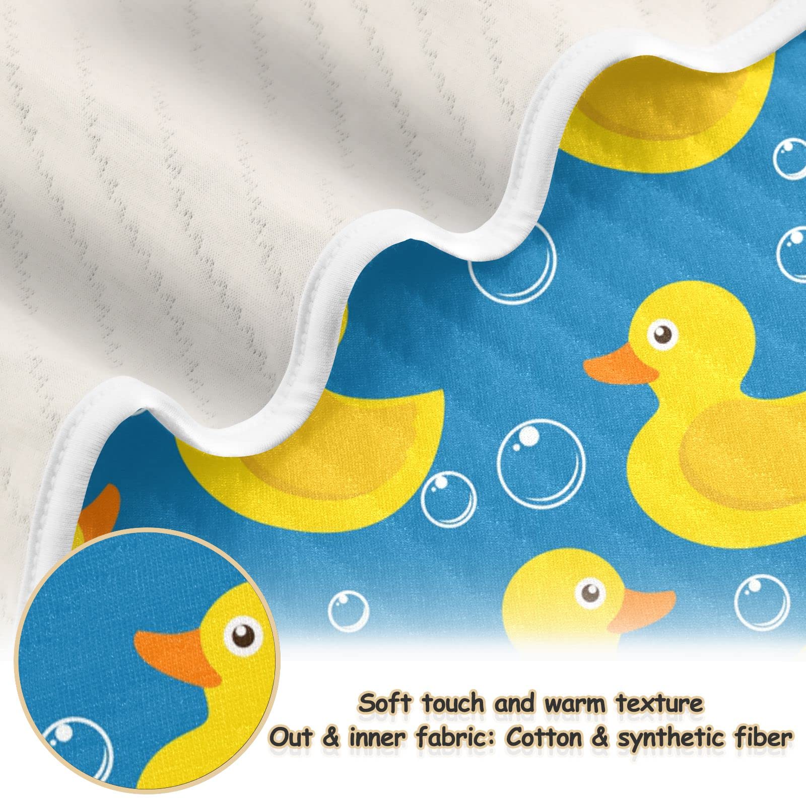 DOMIKING Yellow Rubber Duck Baby Blankets for Boys & Girls - Soft Cotton Quilted Lovey Throw Blanket for Nursery, Crib, Stroller & Infant Receiving - Perfect for Snuggling, Playtime & Baby Shower Gifts