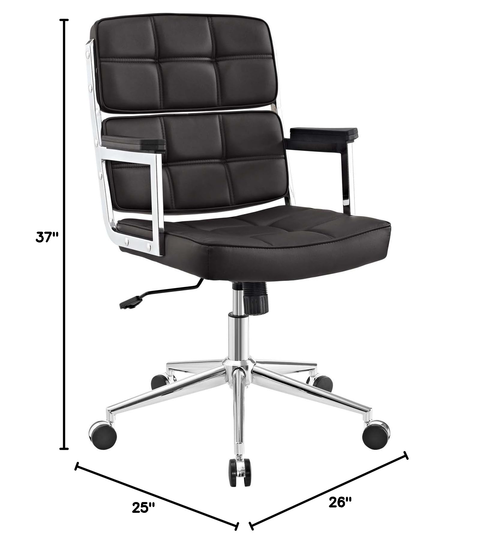 Modway Portray High Back Faux Leather Office Chair - Ergonomic Modern Executive Desk Chair with Adjustable Height & Lumbar Support, Brown - Perfect for Home Office, Gaming & Workspace Comfort