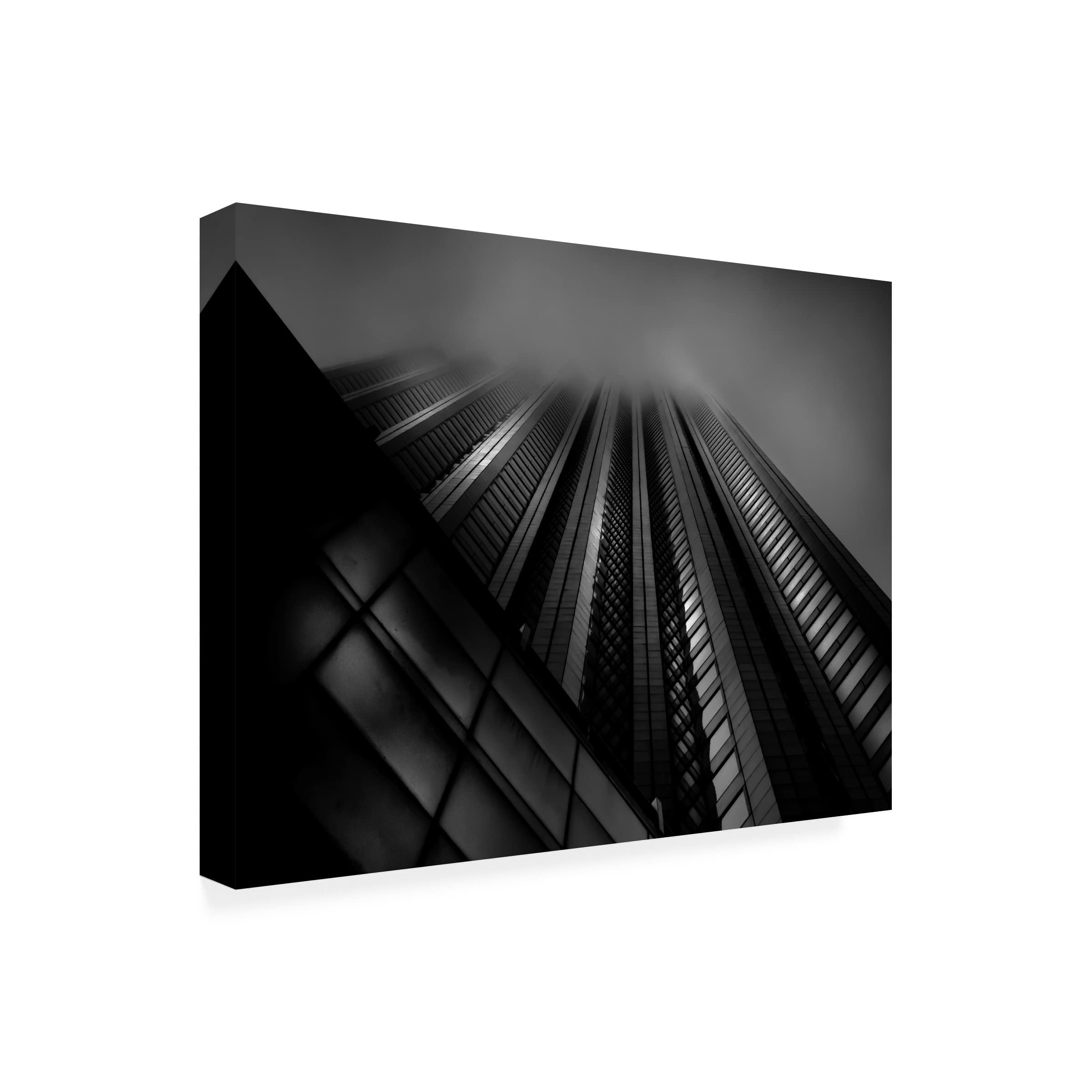 Brian Carson 'Downtown Fogfest No 10' Canvas Wall Art Print - Modern Abstract Cityscape Painting for Living Room, Office & Home Decor