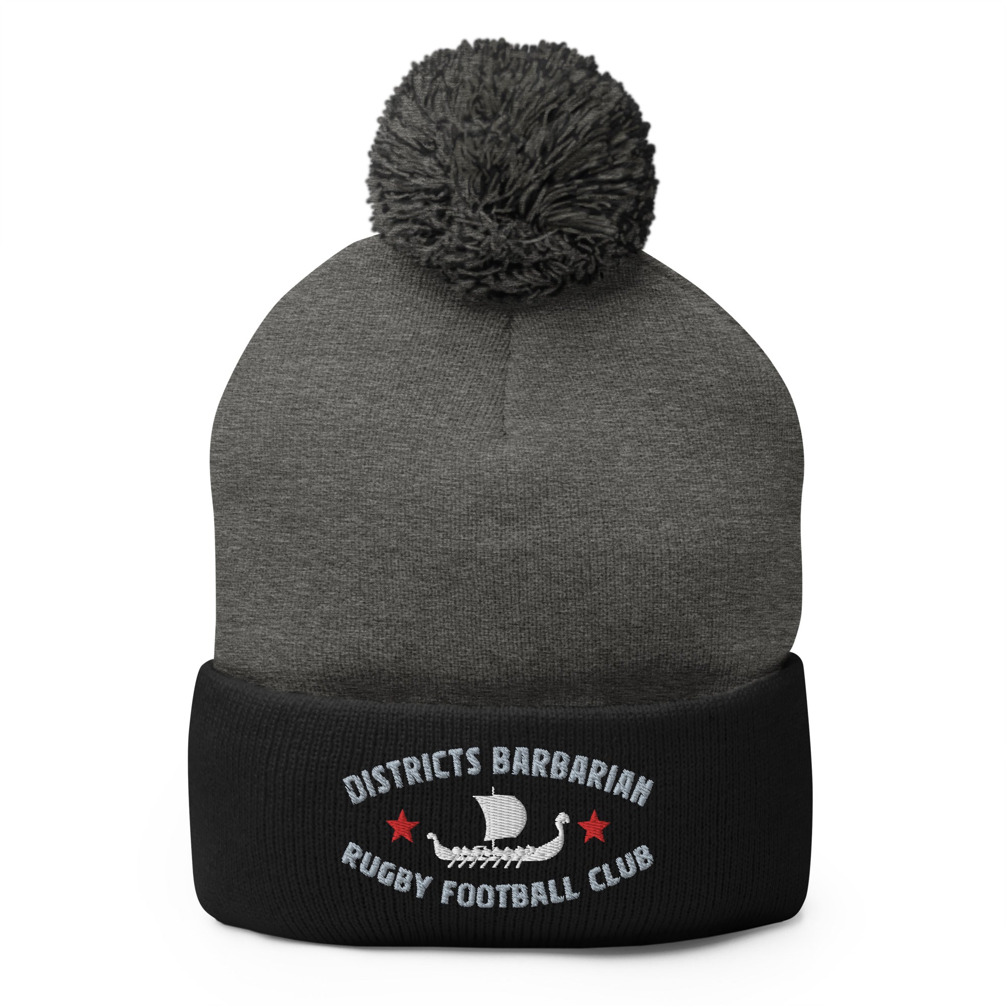 Districts Barbarian RFC Pom Pom Beanie - Warm Winter Knit Hat for Men & Women - Perfect for Football Games, Skiing, and Outdoor Activities