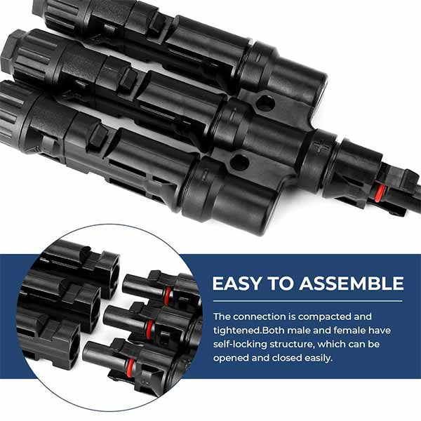 BougeRV Solar Panel Y Connectors - MMMF+FFFM Parallel Branch Connectors for RV, Boat, Off-Grid Solar Systems | Waterproof & Durable Solar Panel Accessories