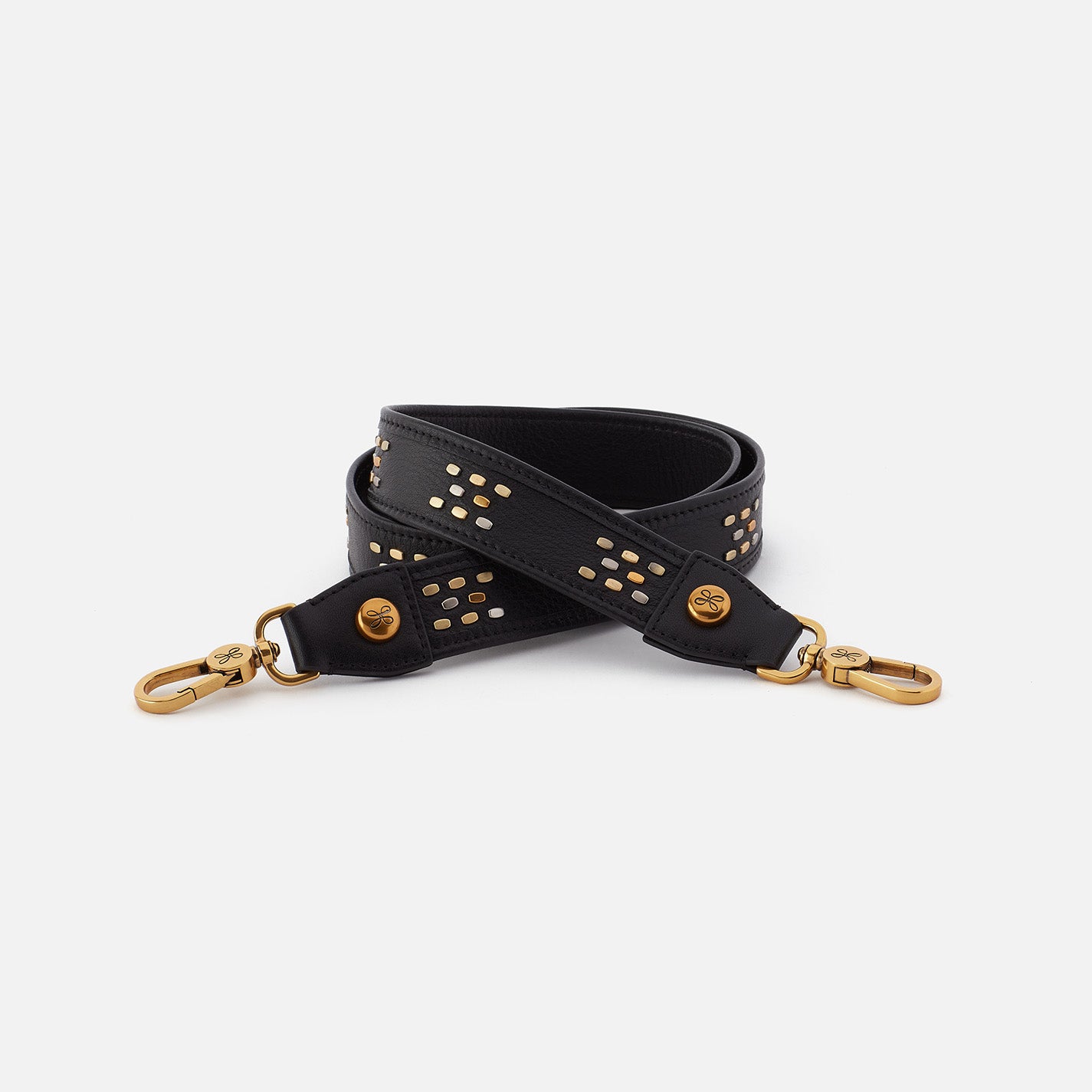 Premium Black Polished Leather Flat Stud Guitar Strap - Comfortable & Durable for Electric/Acoustic Guitars - Perfect for Live Performances & Studio Sessions