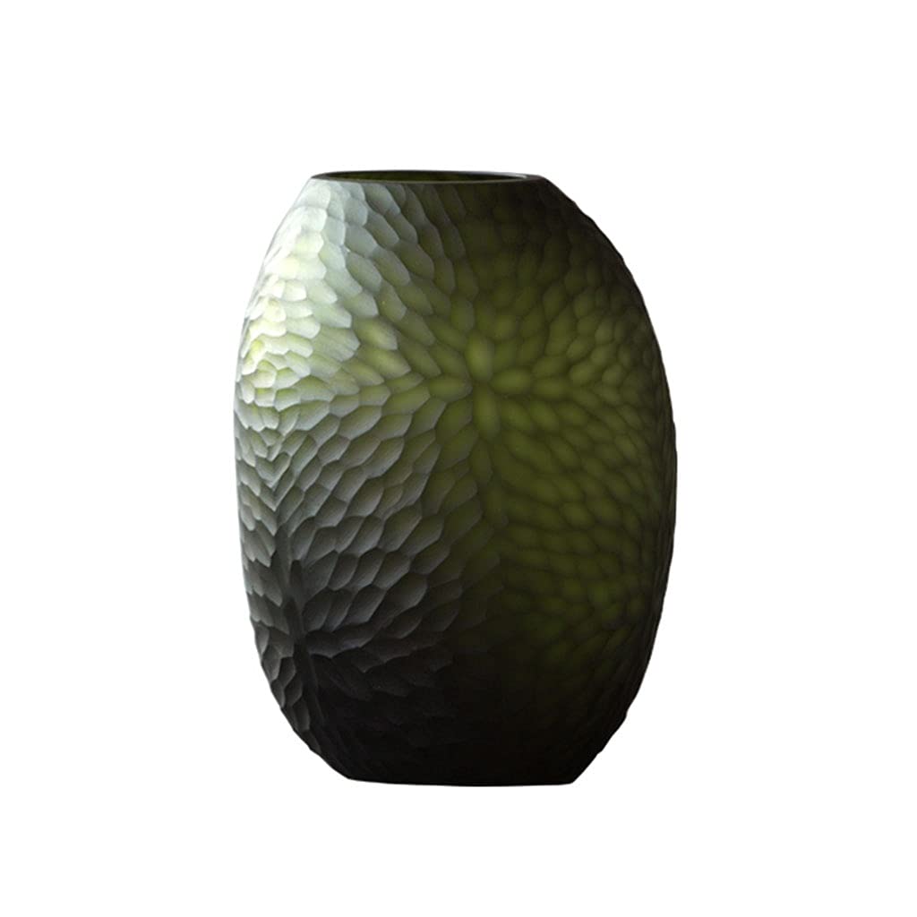 Black and Green Gradient Frosted Glass Vase - 7.87/10.62 Inch Modern Home Décor for Coffee Table, Office Desk, Restaurant Countertop | Perfect for Floral Arrangements, Wedding Centerpieces & Interior Design