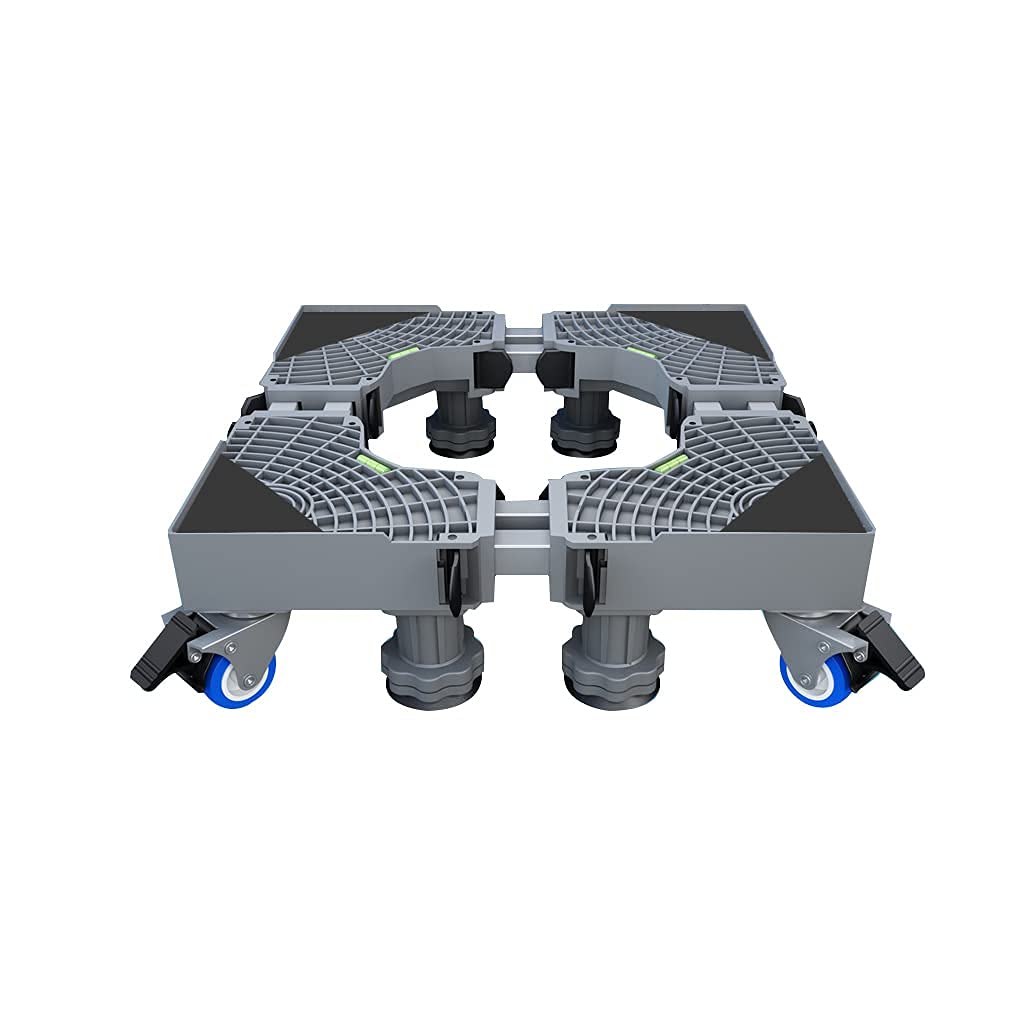 Heavy Duty Adjustable Washing Machine Stand for Dryer & Refrigerator - 77-86cm Steel Base with 4 Wheels & 8 Legs | Perfect for Laundry Room, Basement & Garage Organization | Plant Container Holder & Filing Cabinet Support