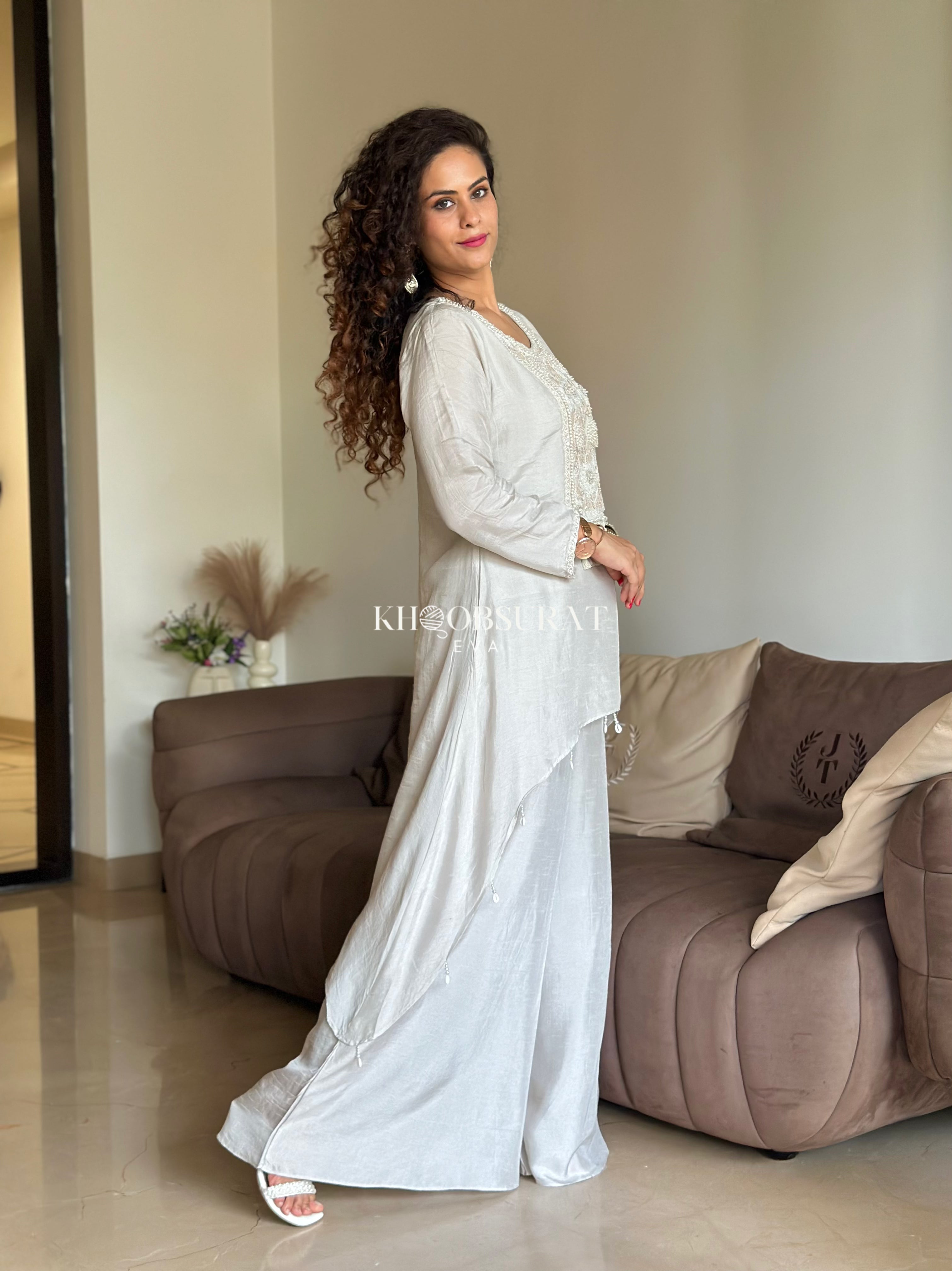 Elegant White Apsara Wedding Kurti Set for Brides - Perfect for Indian Weddings, Festivals & Special Occasions