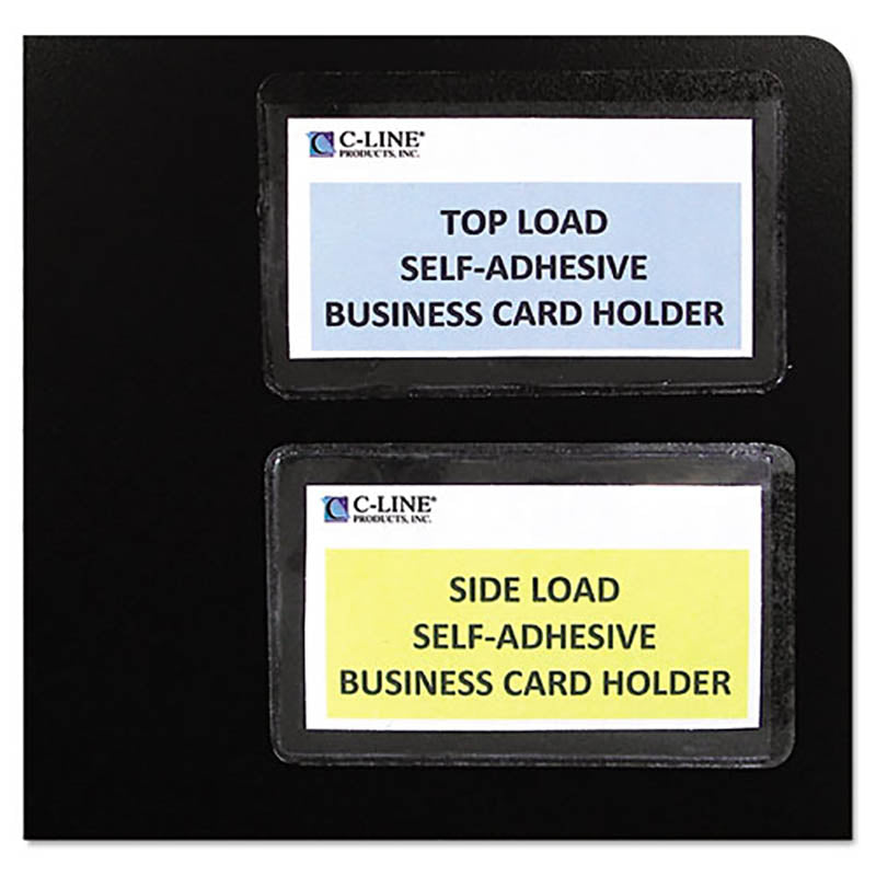 Self Adhesive Business Card Holders - 3.5 x 2 Inches, Pack of 10, Clear Plastic for Office, Retail & Trade Shows - Perfect for Desks, Counters & Walls