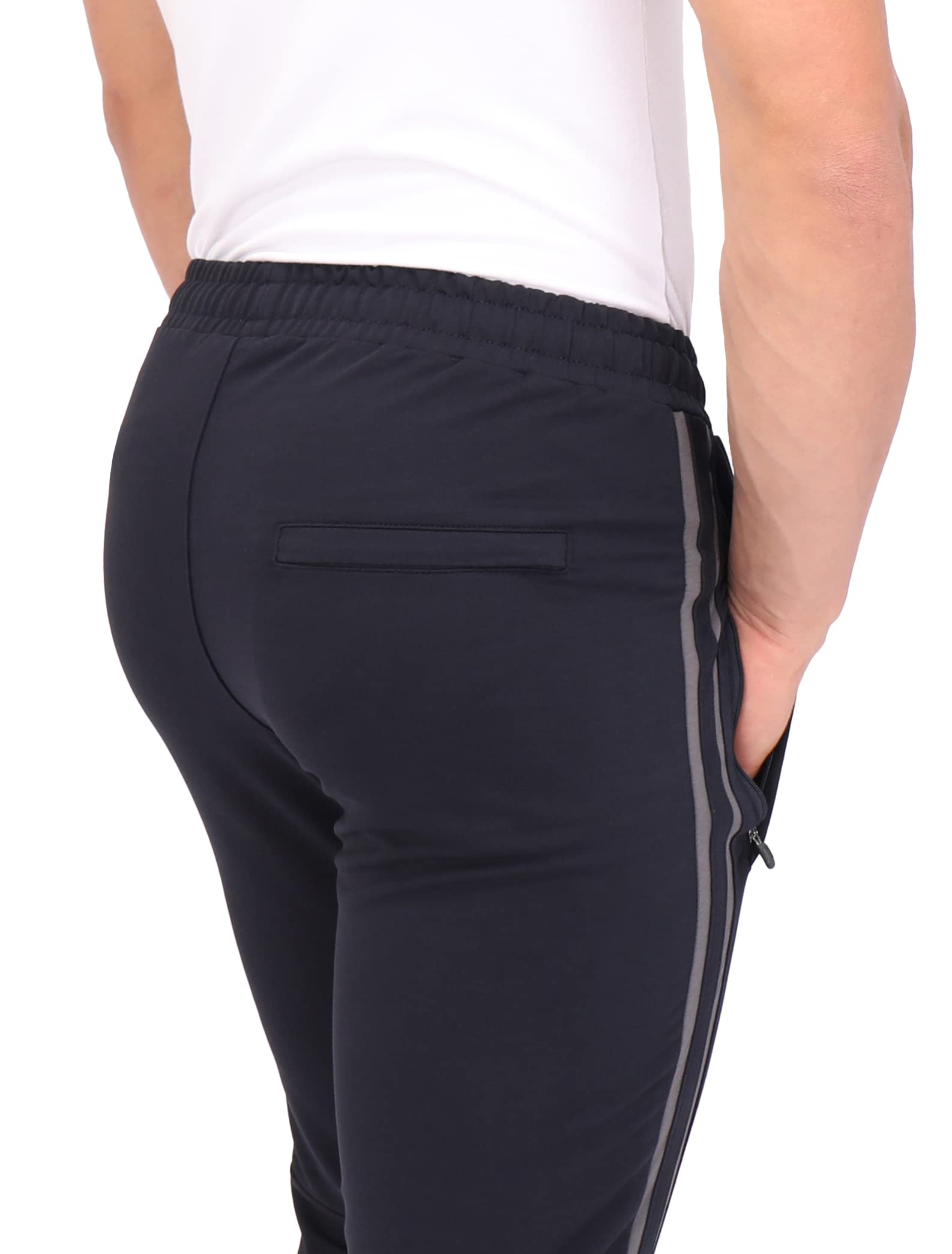 SCR Men's Sweatpants 34Wx36L Tall Joggers with Zipper Pockets & Drawstring Waist - Midnight Black | Comfortable Lounge Pants for Running, Gym & Casual Wear