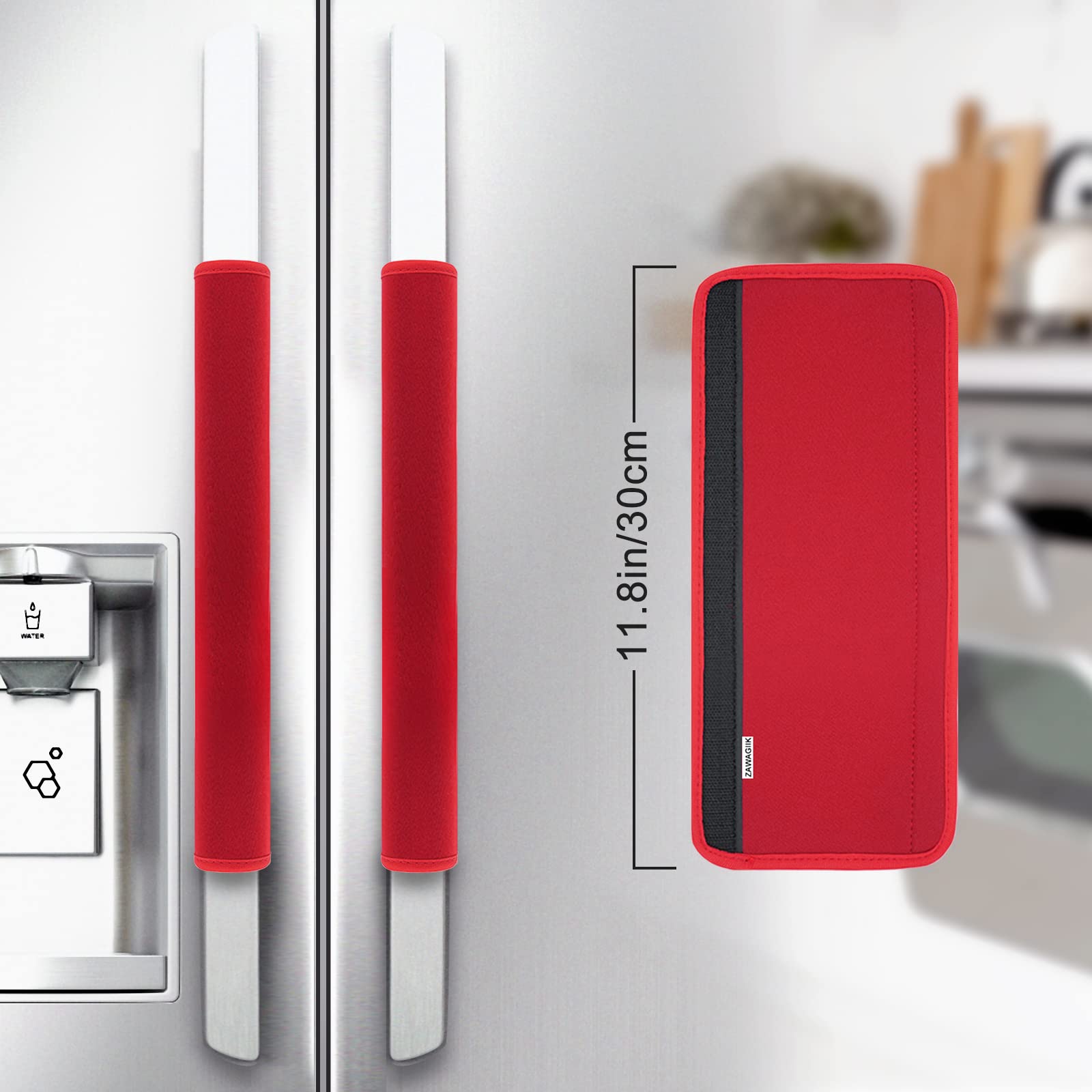 6-Pack Washable Refrigerator Door Handle Covers - Anti-Slip Kitchen Appliance Protector for Fridge, Oven, Microwave & Dishwasher - Prevents Fingerprints & Food Stains (Red) - Perfect for Modern Kitchens & Home Organization