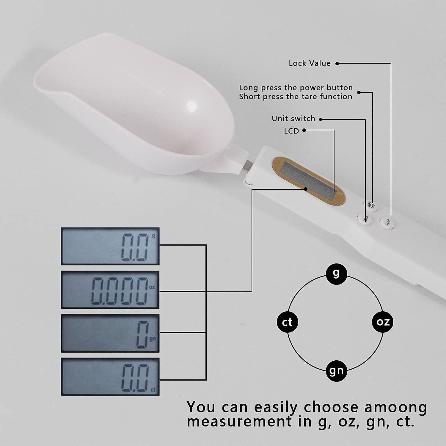 Vroxy Digital Kitchen Scale Spoon - LCD Display for Baking & Cooking (1Pcs)