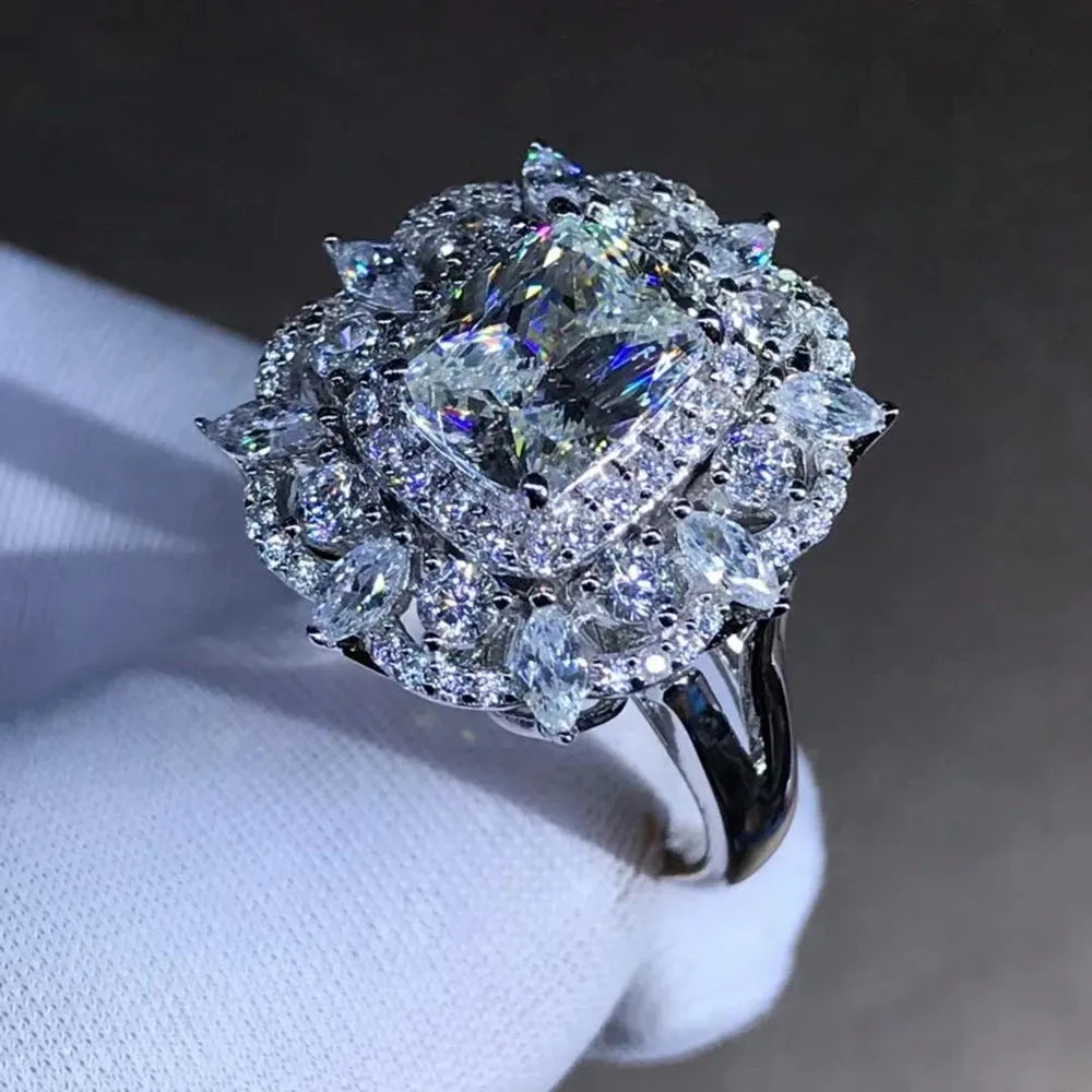 WUIHA 925 Sterling Silver 3EX 2CT VVS D Color Moissanite Engagement Ring - Custom Wedding Jewelry for Proposals, Anniversaries & Special Occasions