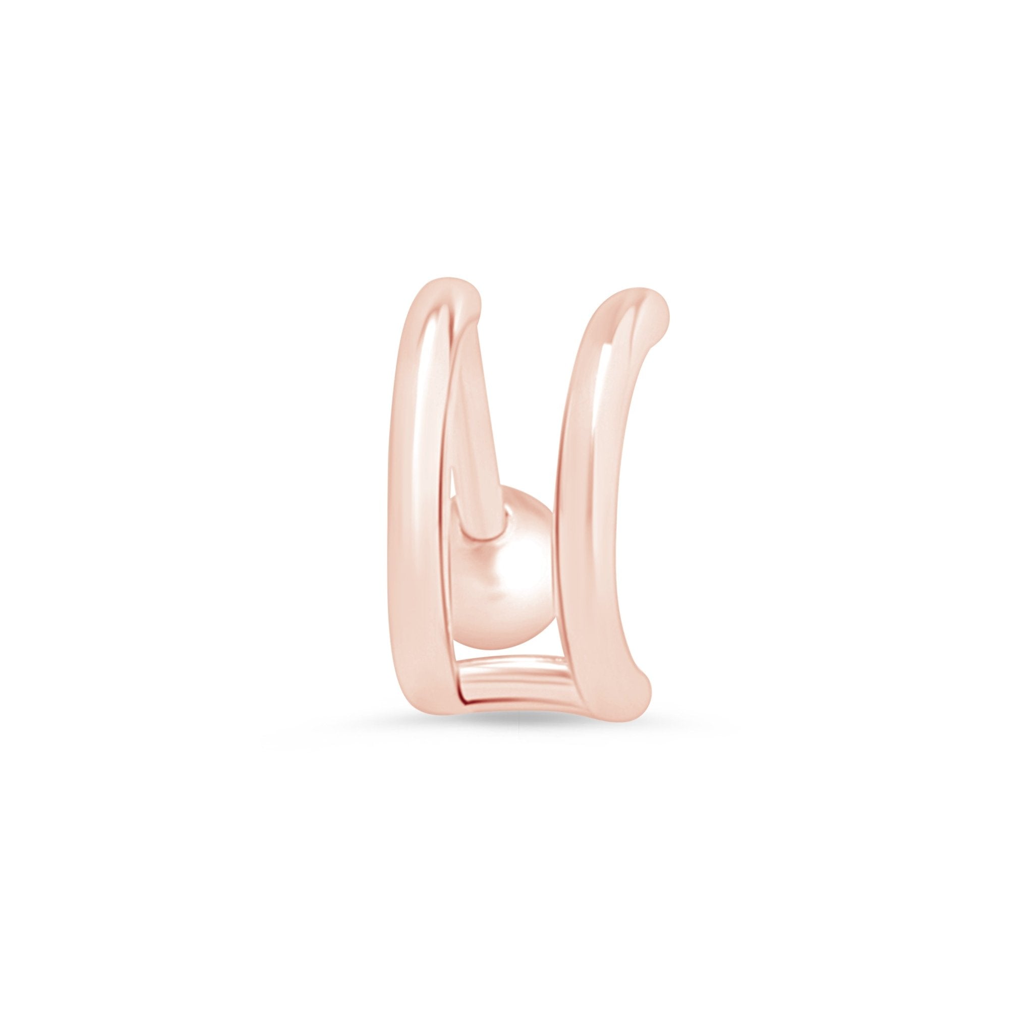 14k Rose Gold Double Hoop Illusion Ear Cuff Earrings - Elegant Cartilage Earrings for Women, Perfect for Parties, Weddings & Everyday Wear