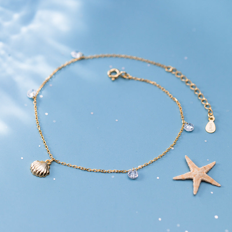 Diamond Shell Jewelry - Elegant Pendant Necklace for Women - Perfect for Beach Weddings & Summer Fashion