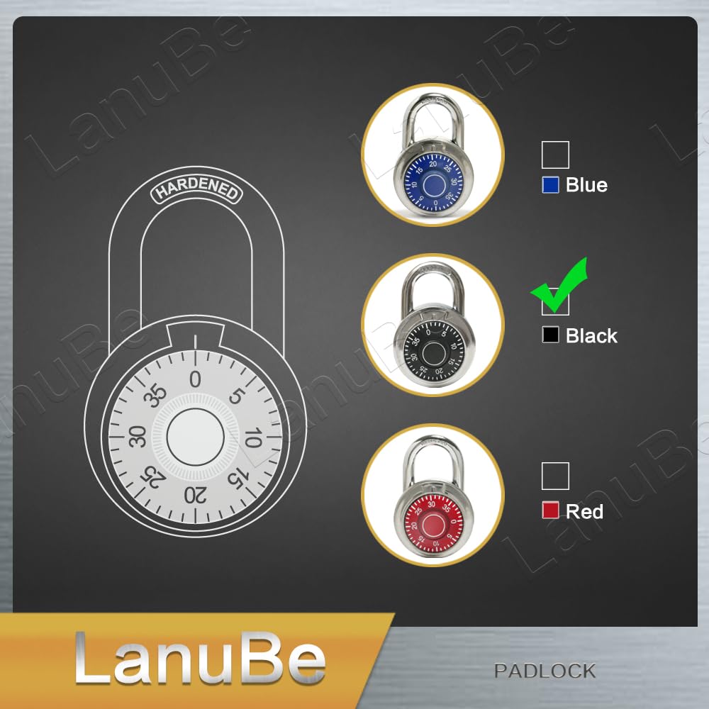 **48 Pack Black Standard Dial Combination Locks - 2 Inch Wide, Keyless Security for School Lockers, Employee Lockers, Gym Lockers, Toolboxes, Fences & More**