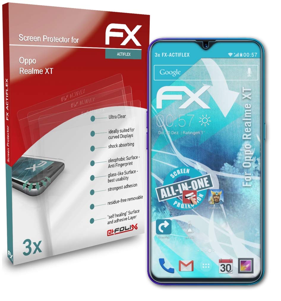 Oppo Realme XT Screen Protector (3-Pack) - Ultra Clear Flexible Film FX Protection for Scratch & Impact Resistance - Perfect for Daily Use, Gaming & Outdoor Activities