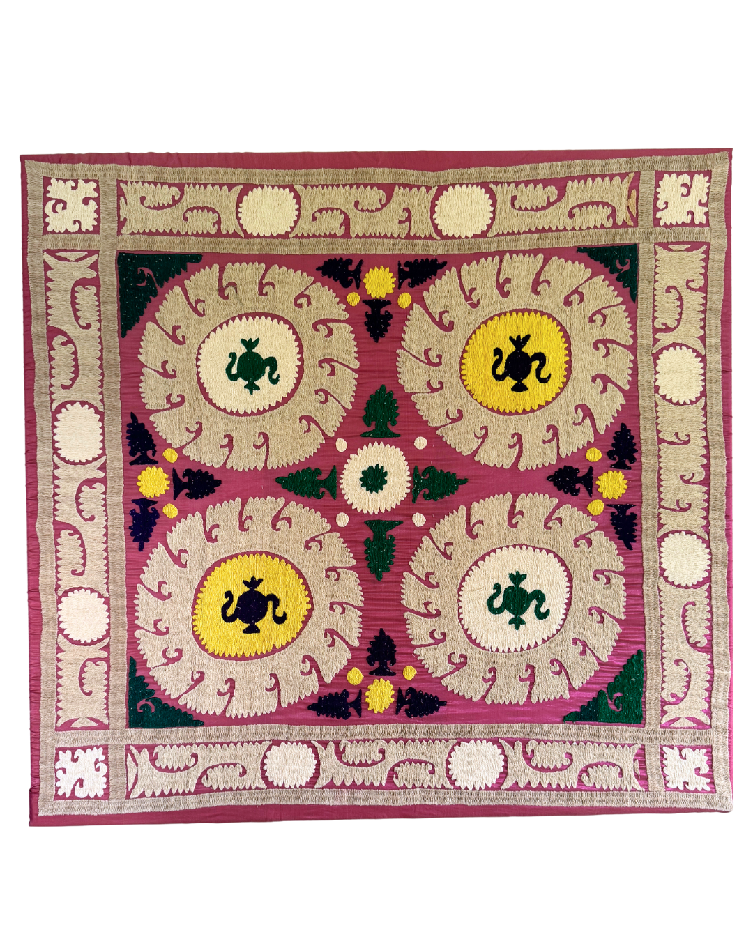 Handmade Suzani Embroidered Wall Hanging Tapestry - Traditional Uzbek Textile Art Decor for Living Room, Bedroom & Boho Home Decor