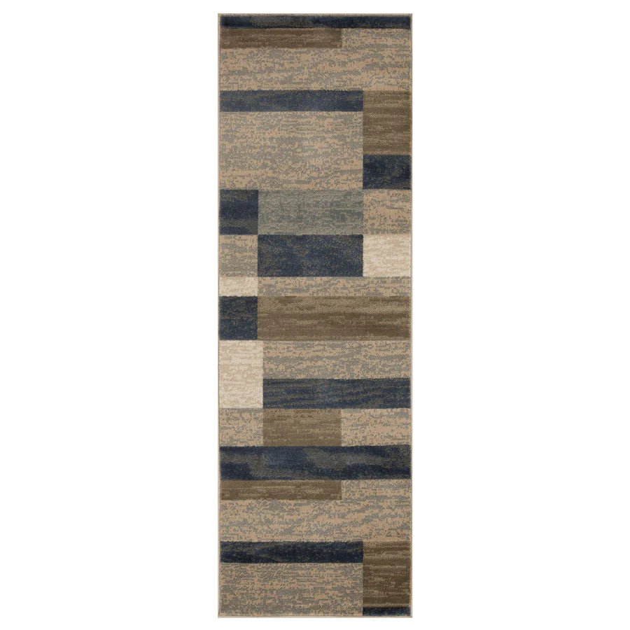 Stylish Rockwood Contemporary Geometric Patchwork Area Rug - Non-Slip Indoor Runner for Living Room, Bedroom & Office Decor