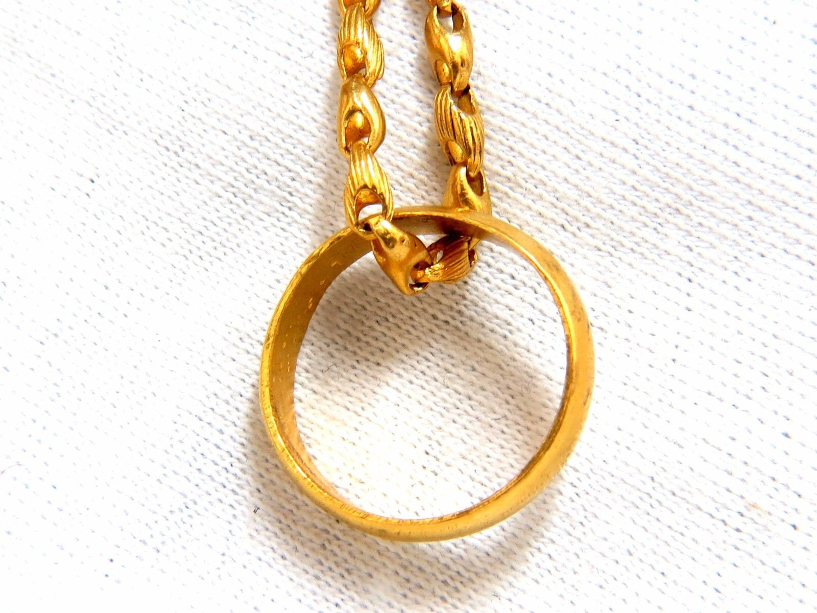 22Kt Gold Ring and Chain Necklace Set - Classic Rustic Hammered Deco Jewelry for Women - Perfect for Weddings, Parties, and Everyday Elegance