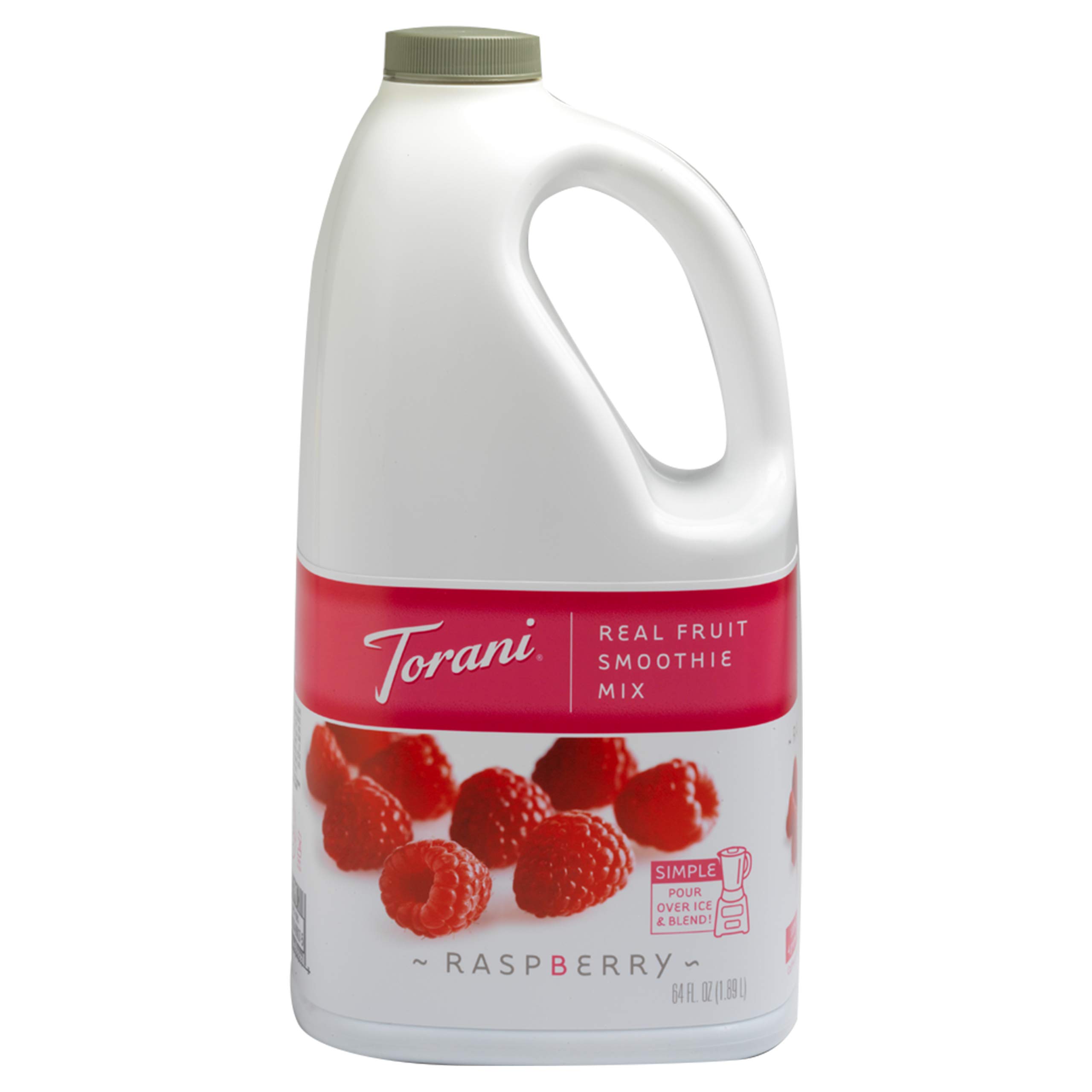 Torani Real Fruit Smoothie Mix, Raspberry Flavor, 64 oz - Perfect for Smoothies, Cocktails, Desserts & Healthy Snacks