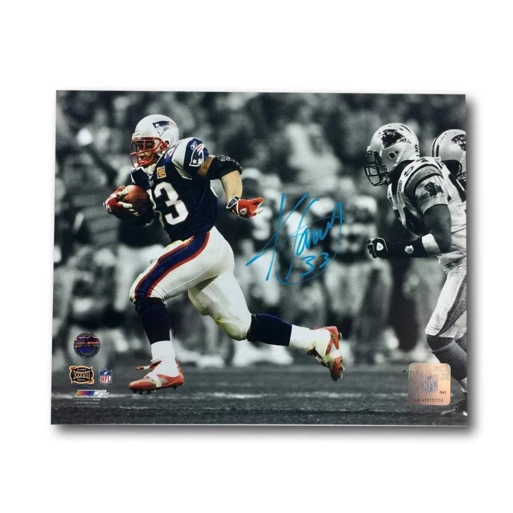 Kevin Faulk Autographed 8x10 Photo with COA - New England Patriots Signed Memorabilia - Perfect for NFL Fans, Collectors, and Sports Memorabilia Displays
