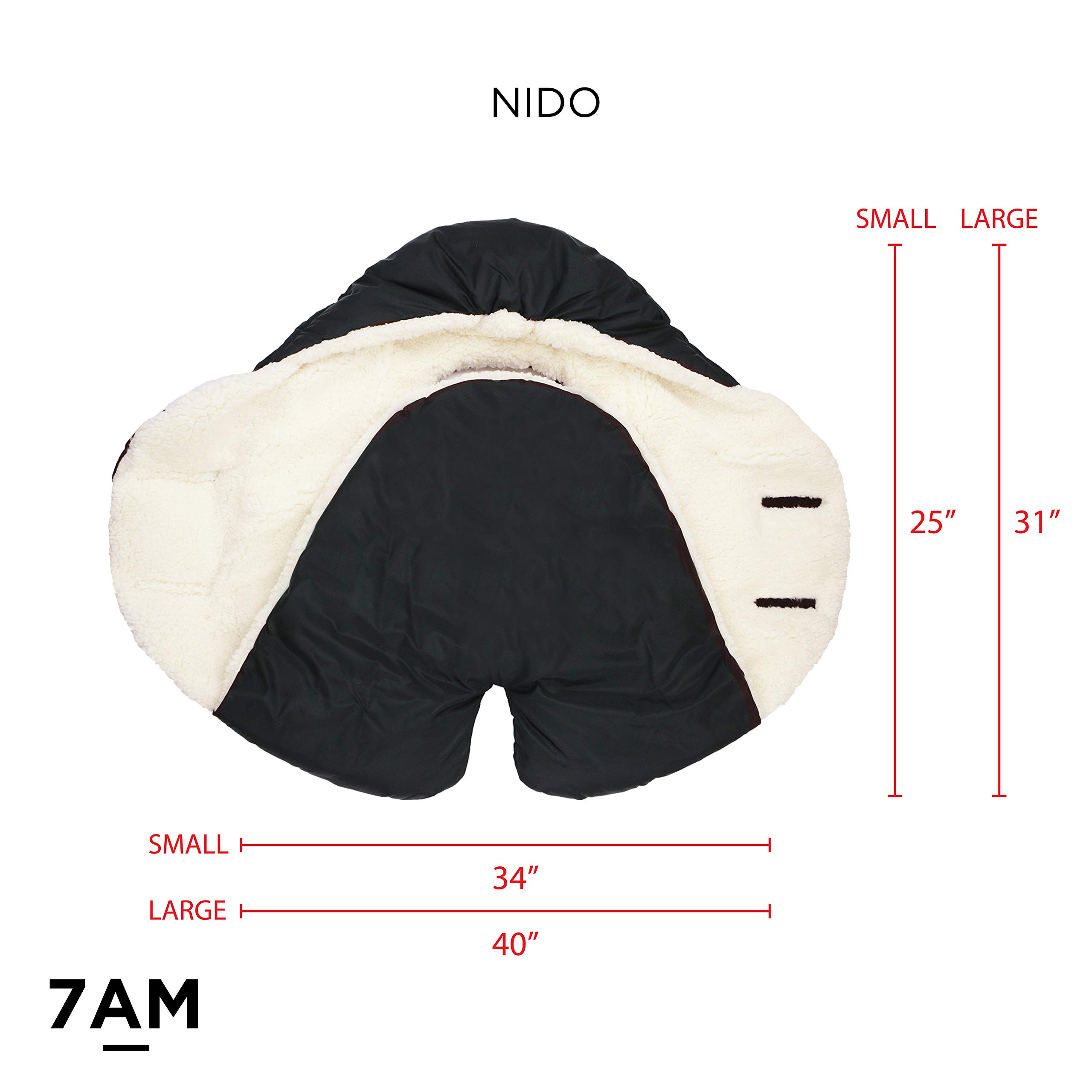 7AM Enfant Baby Car Seat Cover - Nido Quilted Infant Car Seat Protector with Hooded Soft Plush Lining | Universal Fit for Strollers & Car Seats | Perfect for Winter Warmth & Outdoor Protection