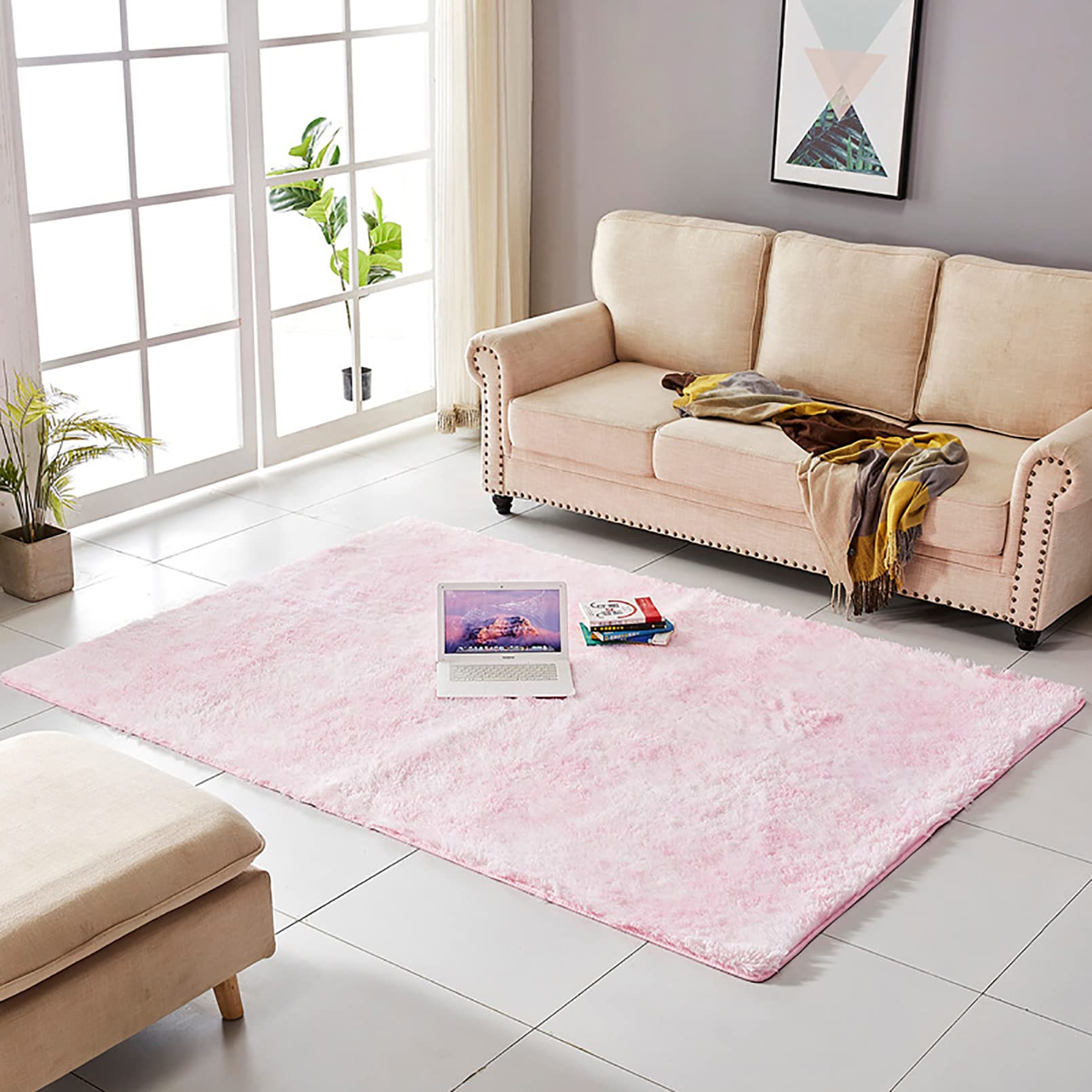 Ultra Soft Tie Dye Shaggy Area Rug - Plush Fluffy Modern Carpet for Bedroom, Living Room & Nursery | Non-Slip Floor Mat for Cozy Home Decor, Baby Crawling & Pet Play Area