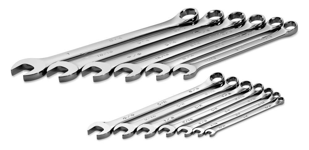 13-Piece 6-Point Fractional Long Combination Chrome Wrench Set - Professional Grade Tool Kit for Automotive Repair, Plumbing & DIY Projects