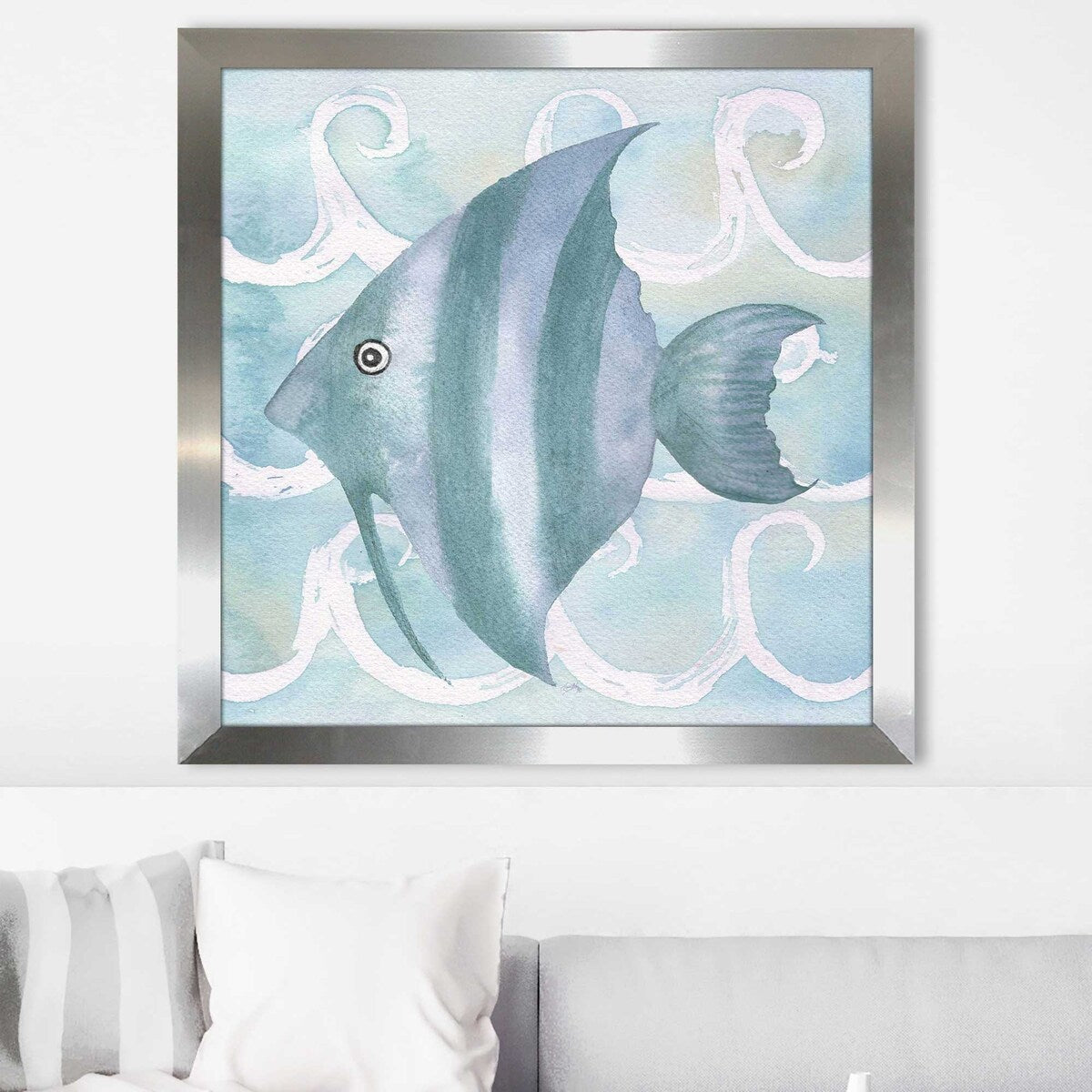 Azure Sea Creatures IV Square Acrylic Wall Art Print - Perfect for Beach House Decor, Ocean Theme Living Room & Coastal Bedroom Wall Decor