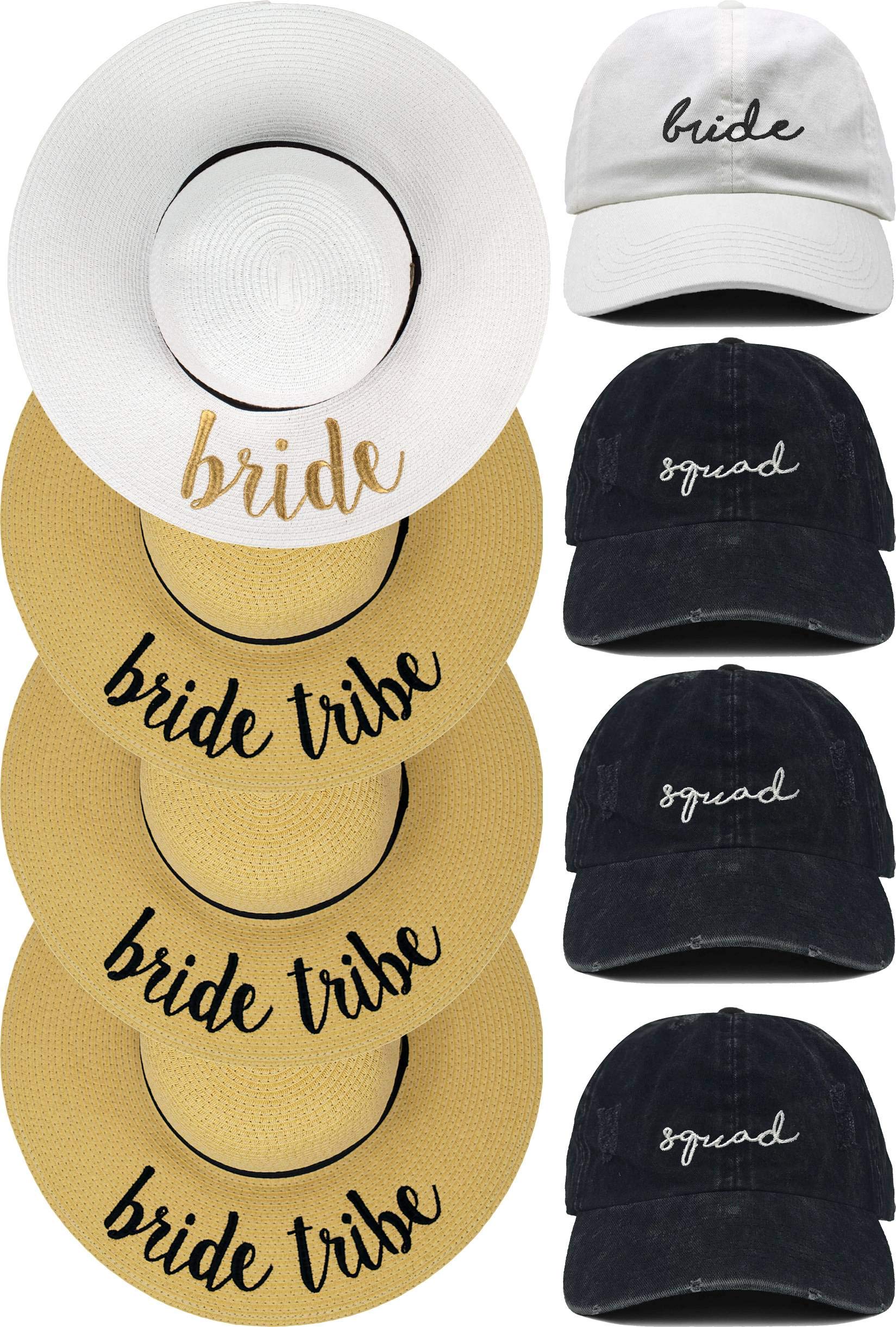 Funky Junque Women's Bridal Party Hat Bundle - Baseball Cap, Sun Hat & Dad Hat for Bachelorette Parties, Wedding Showers & Girls' Getaways | Perfect for Beach Vacations, Bridal Events & Photo Shoots