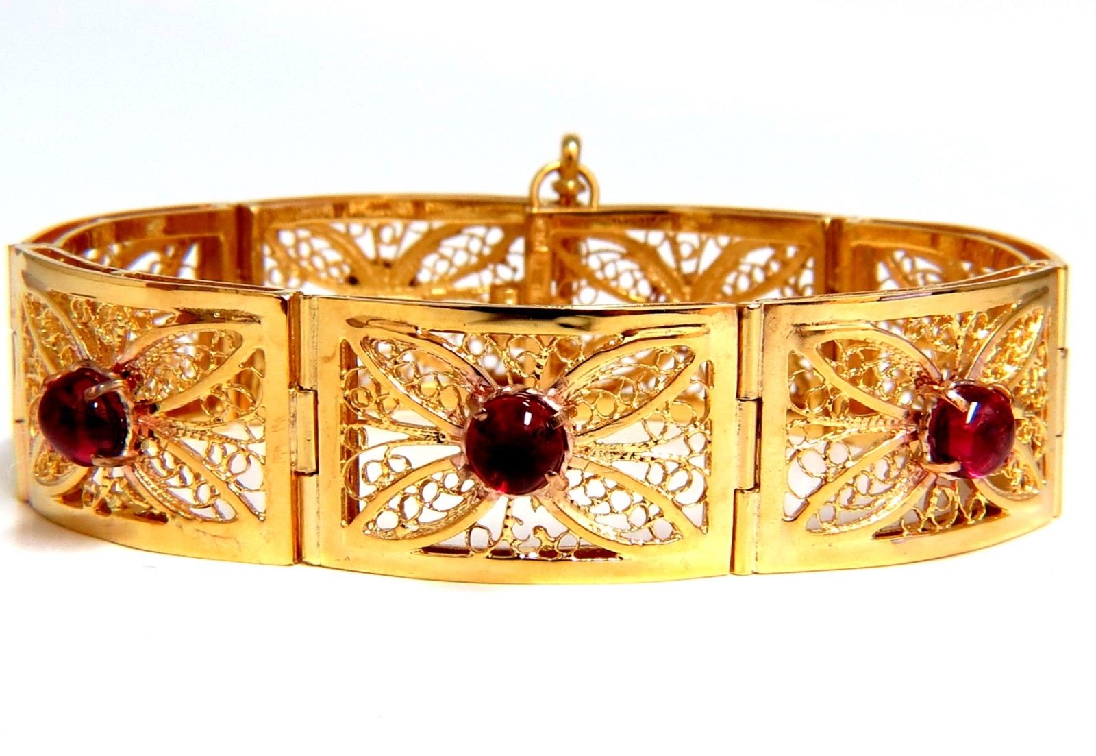 7.40ct Natural Spinel Vintage Bracelet - 14K Gold Open Gilt Design - Elegant Jewelry for Women, Perfect for Weddings, Parties & Special Occasions
