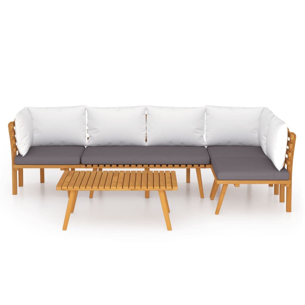 5-Piece Patio Lounge Set - Acacia Wood Outdoor Sectional Sofa with Cushions & Coffee Table - Perfect for Backyard, Garden, and Poolside Relaxation