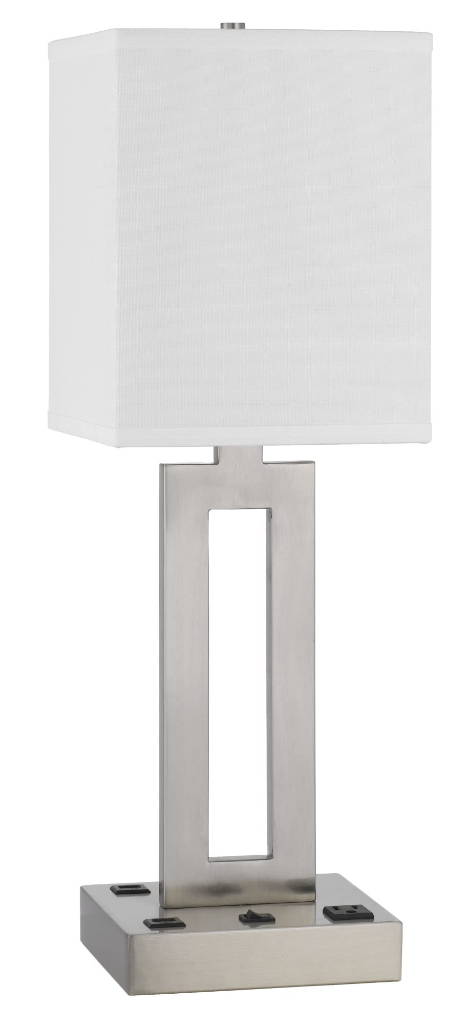 Cal Lighting LA-8040DK Sarnia Modern Metal Desk Lamp with 1 Outlet & 2 USB Ports - Adjustable Office Light for Home, Study, Dorm Room Charging Station