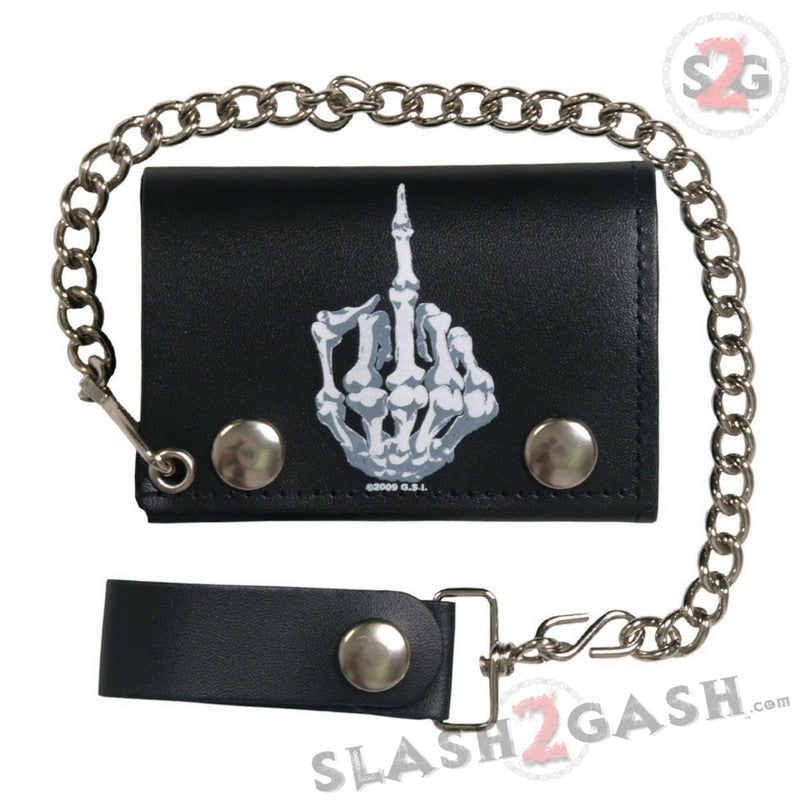 Hot Leathers Skeleton Finger Leather Wallet with Chain - Handmade in USA | Gothic Style Biker Wallet for Men, Perfect for Motorcycle Riders & Punk Fashion Enthusiasts