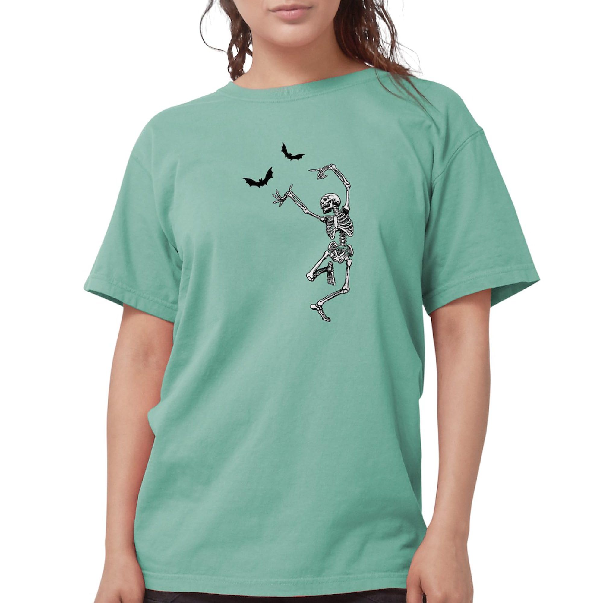 Dancing with The Bats Skeleton T-Shirt for Women | Comfort Colors Cotton Tee | Halloween Party, Goth Fashion & Casual Wear