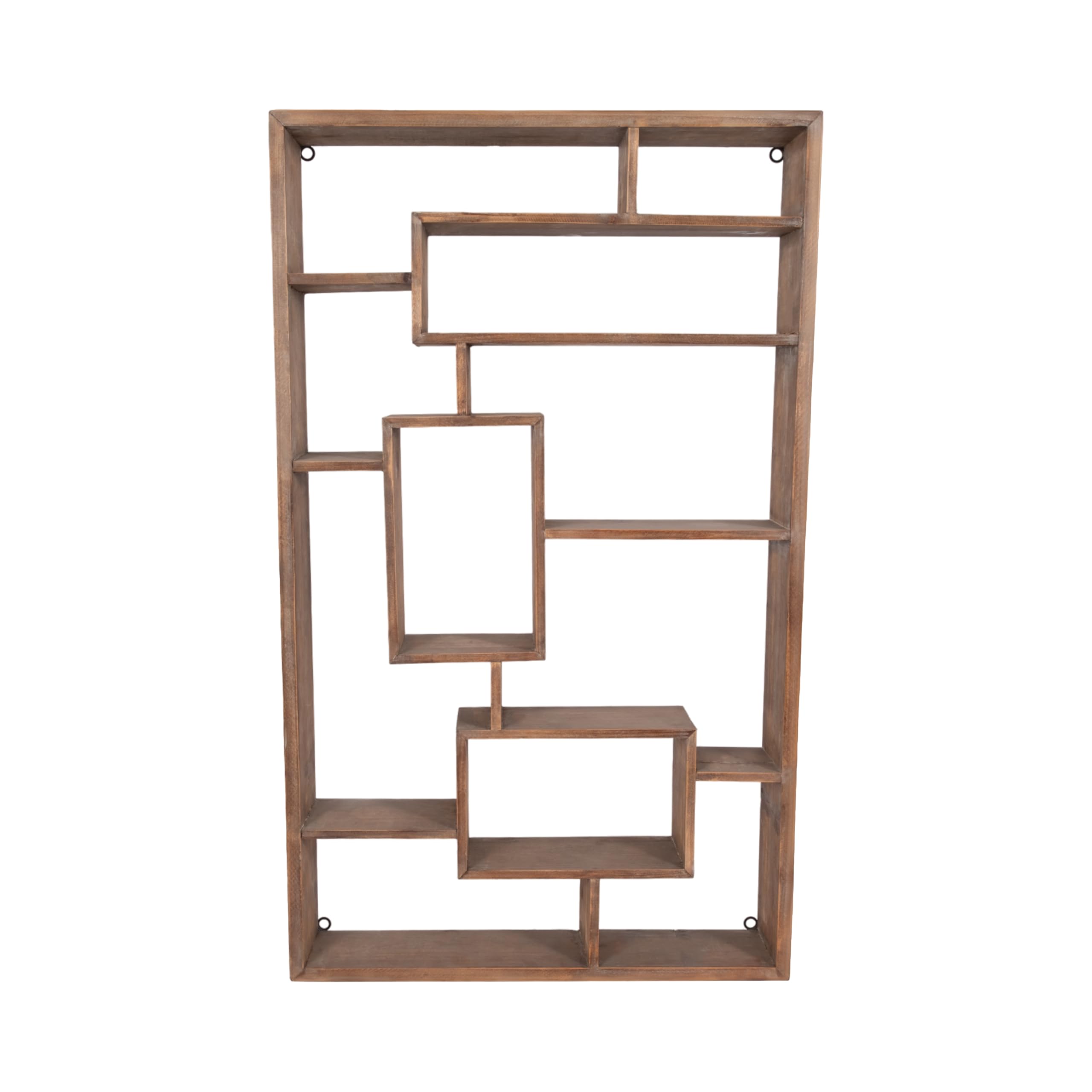 Sagebrook Home Wooden Geometric Wall Shelf - Modern Floating Shelves for Living Room, Bedroom, Bathroom - Handmade Rustic Decor for Home & Office Organization