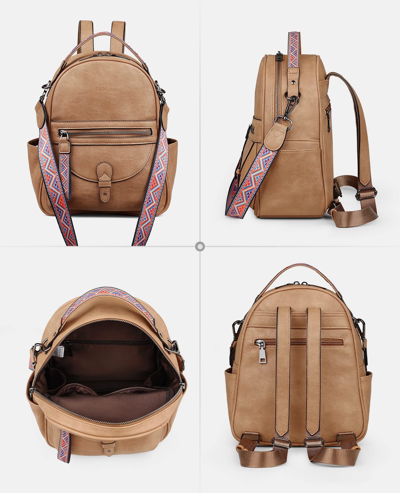 FADEON Mini Backpack Purse for Women - Stylish Leather Small Backpack with Spacious Design, Fashionable Shoulder Bag for Daily Use, Work, Travel & School Accessories