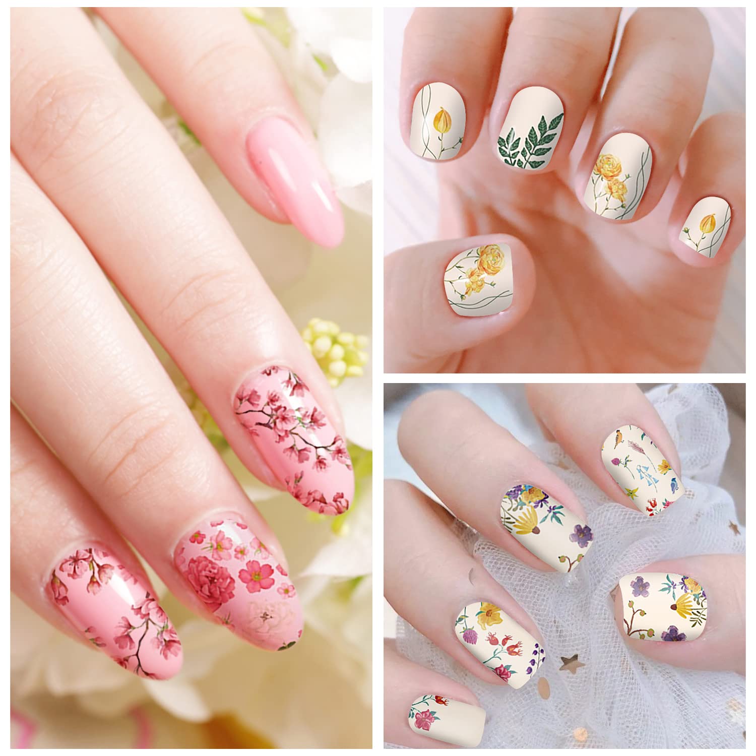 DANNEASY 16 Sheets Nail Wraps - Butterfly Flower Nail Polish Strips for Women | Self-Adhesive Manicure Stickers with Nail File & Cuticle Stick (Chic Style) | Perfect for Parties, Weddings & Everyday Nail Art
