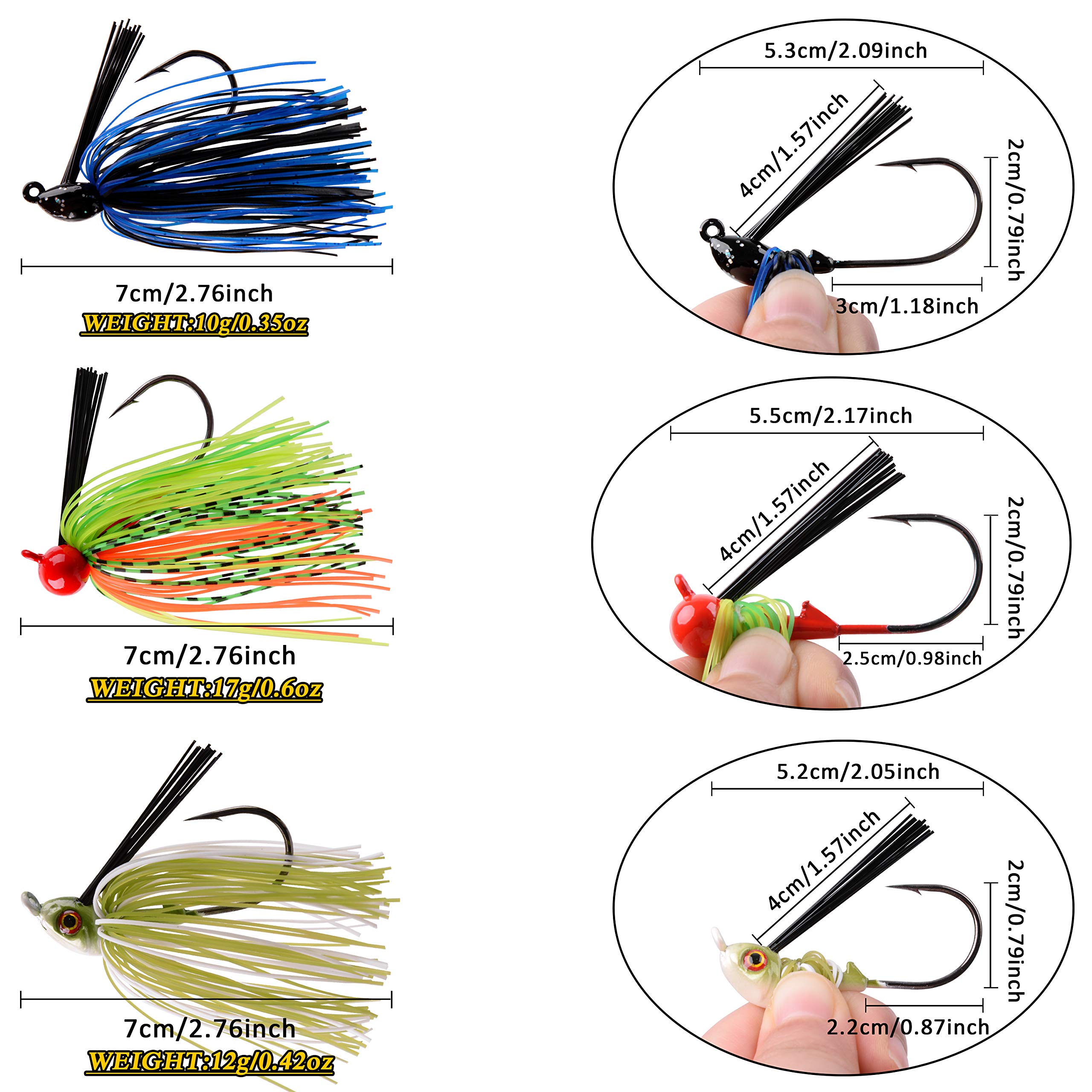 Bass Fishing Lure Kit - 6/12Pcs Weedless Jigs for Bass & Walleye - Perfect for Freshwater & Saltwater Fishing